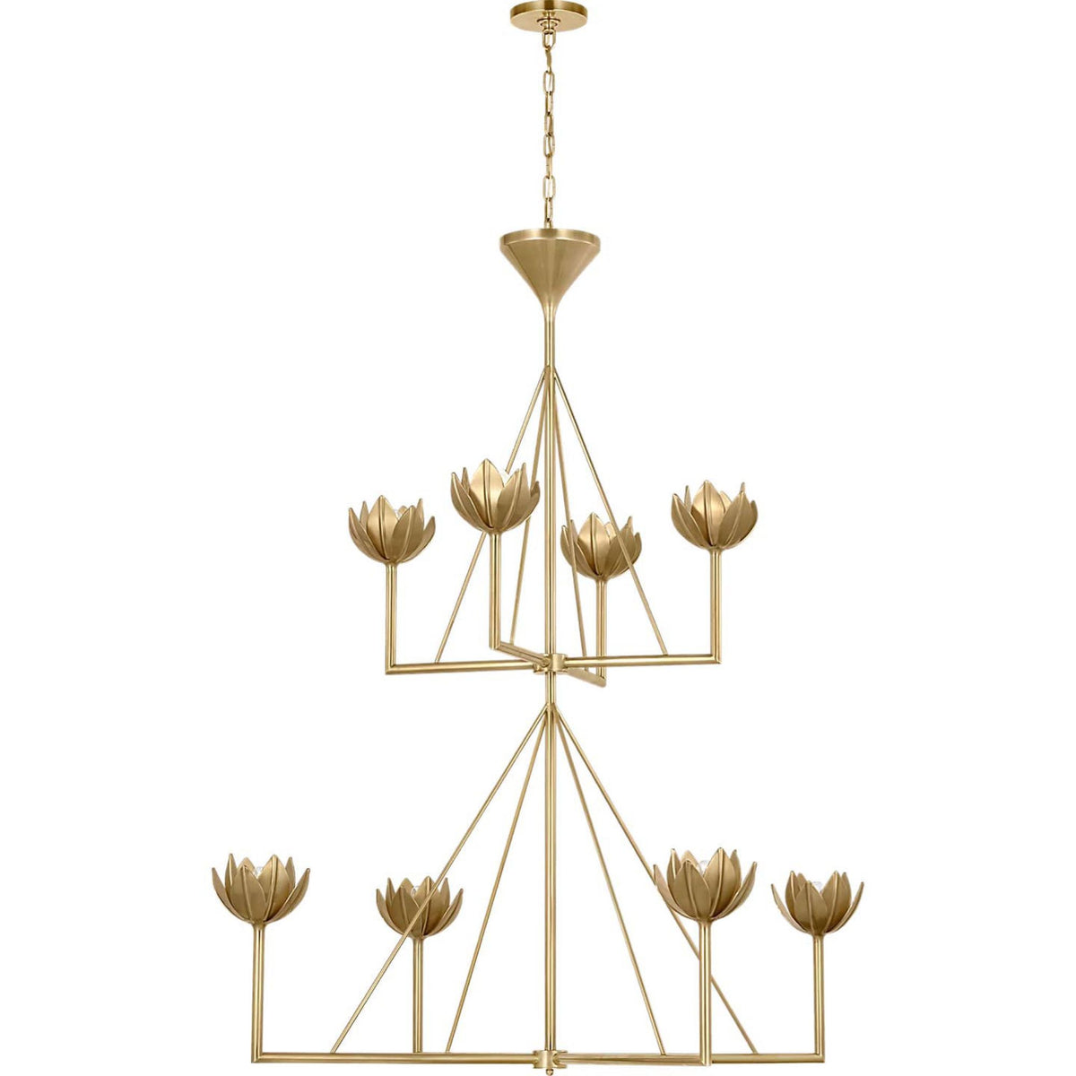 Julie Neill Alberto Large Two Tier Chandelier in Antique-Burnished Brass W48" x H57.5"