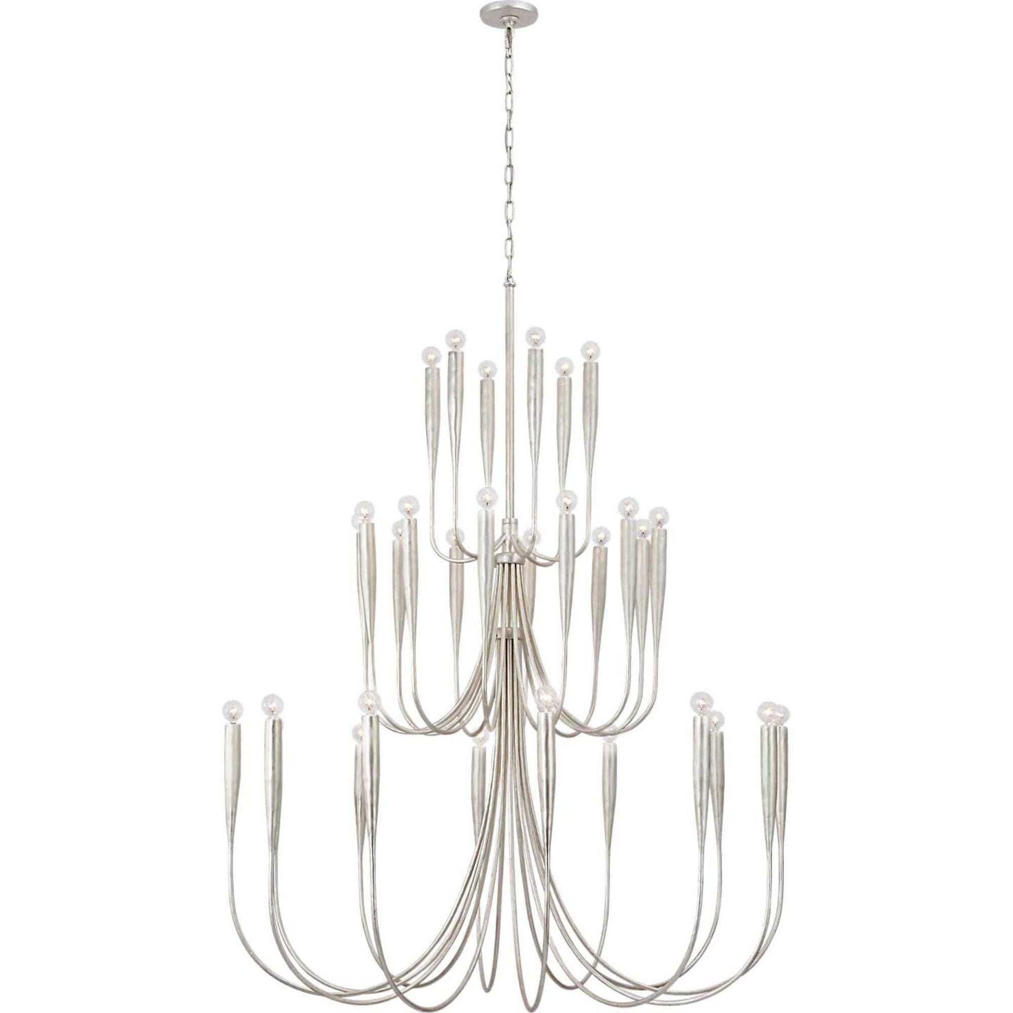 Julie Neill Acadia 52" Grande Chandelier in Burnished Silver Leaf W52" x H67"
