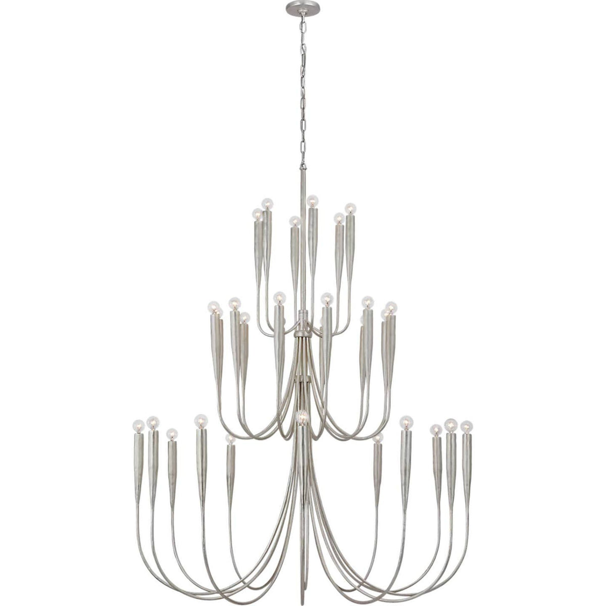 Julie Neill Acadia 52" Grande Chandelier in Burnished Silver Leaf W52" x H67"