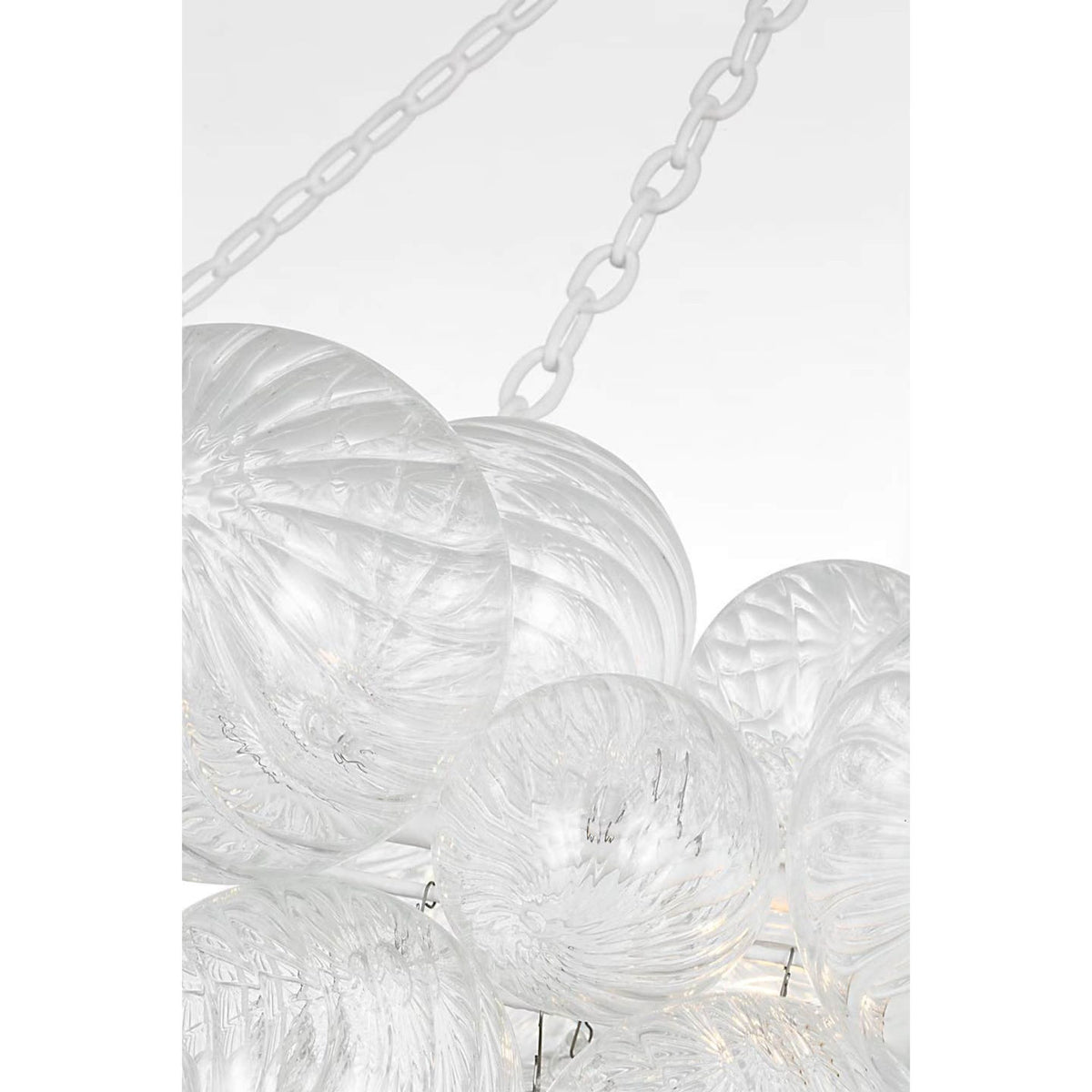 Julie Neill Talia 63" Ring Chandelier in Plaster White and Clear Swirled Glass W63" x H38.5"