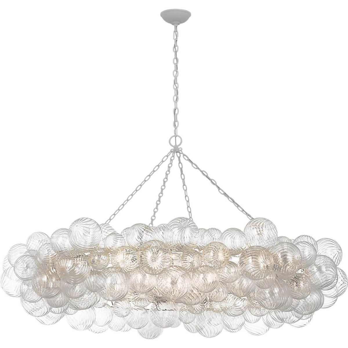Julie Neill Talia 63" Ring Chandelier in Plaster White and Clear Swirled Glass W63" x H38.5"