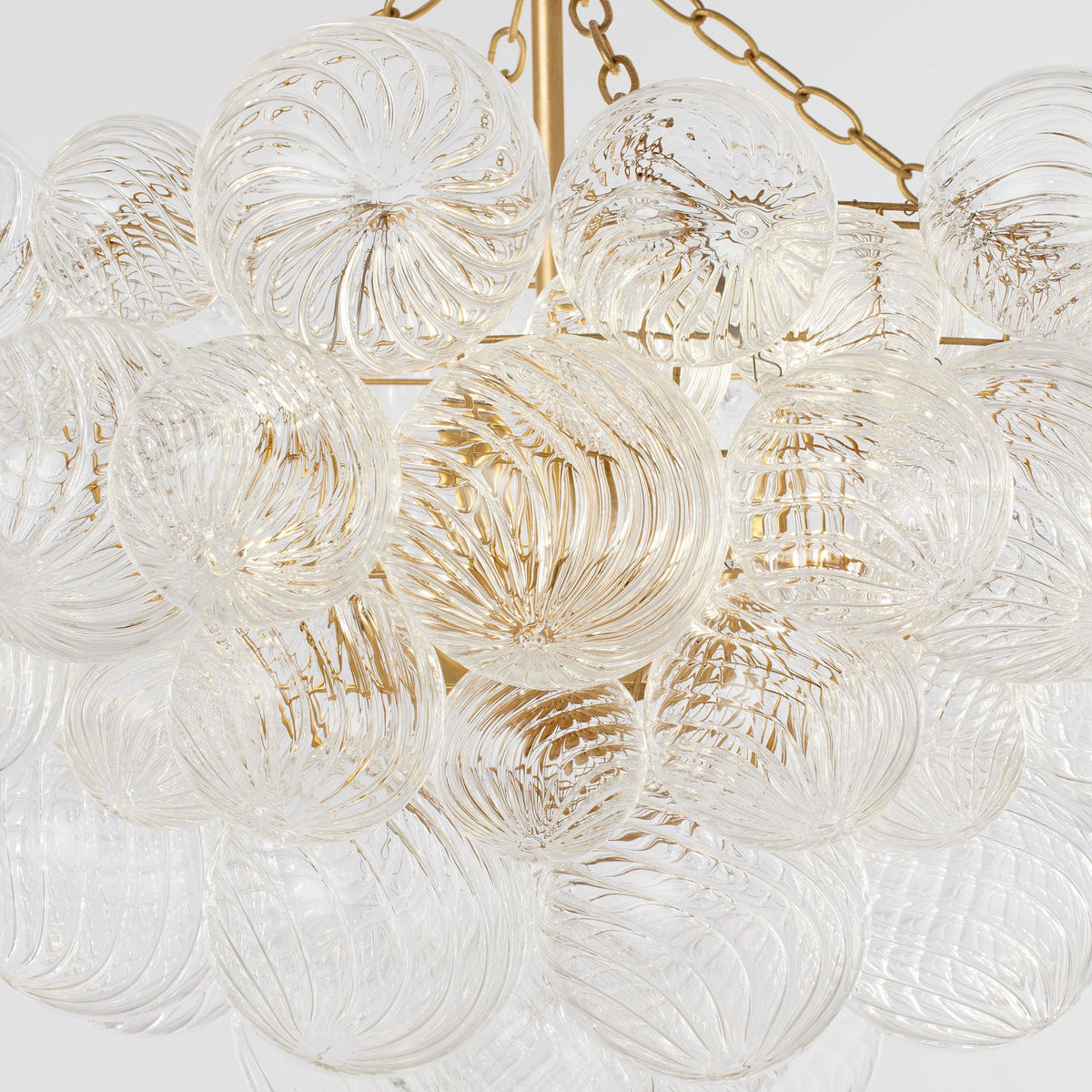 Julie Neill Talia Large Chandelier in Gild and Clear Swirled Glass W33" x H24"