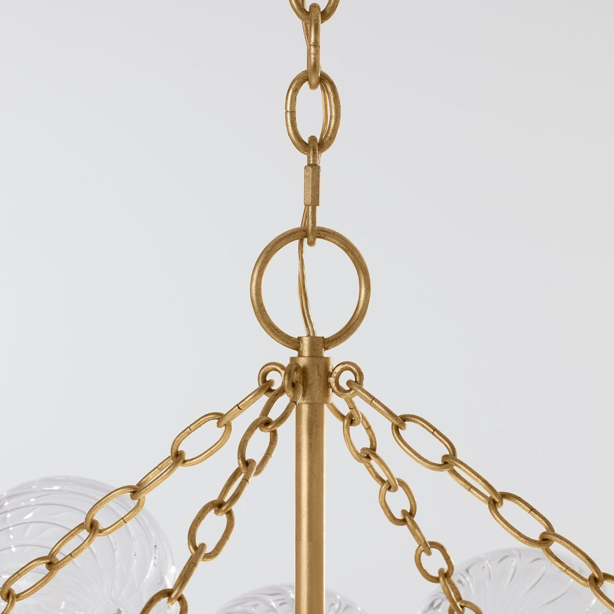 Julie Neill Talia Large Chandelier in Gild and Clear Swirled Glass W33" x H24"