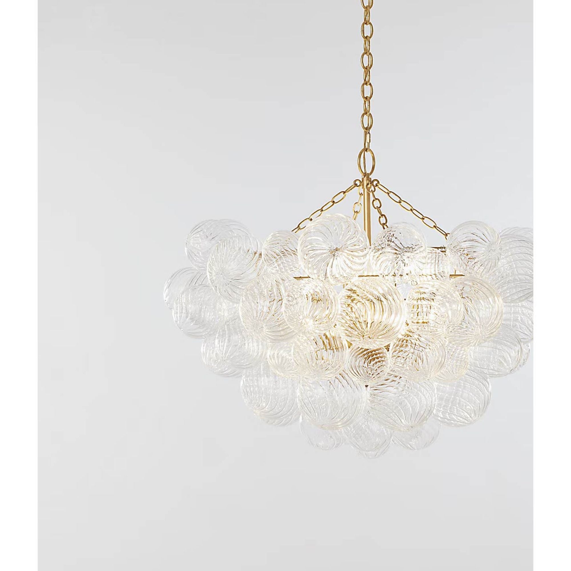 Julie Neill Talia Large Chandelier in Gild and Clear Swirled Glass