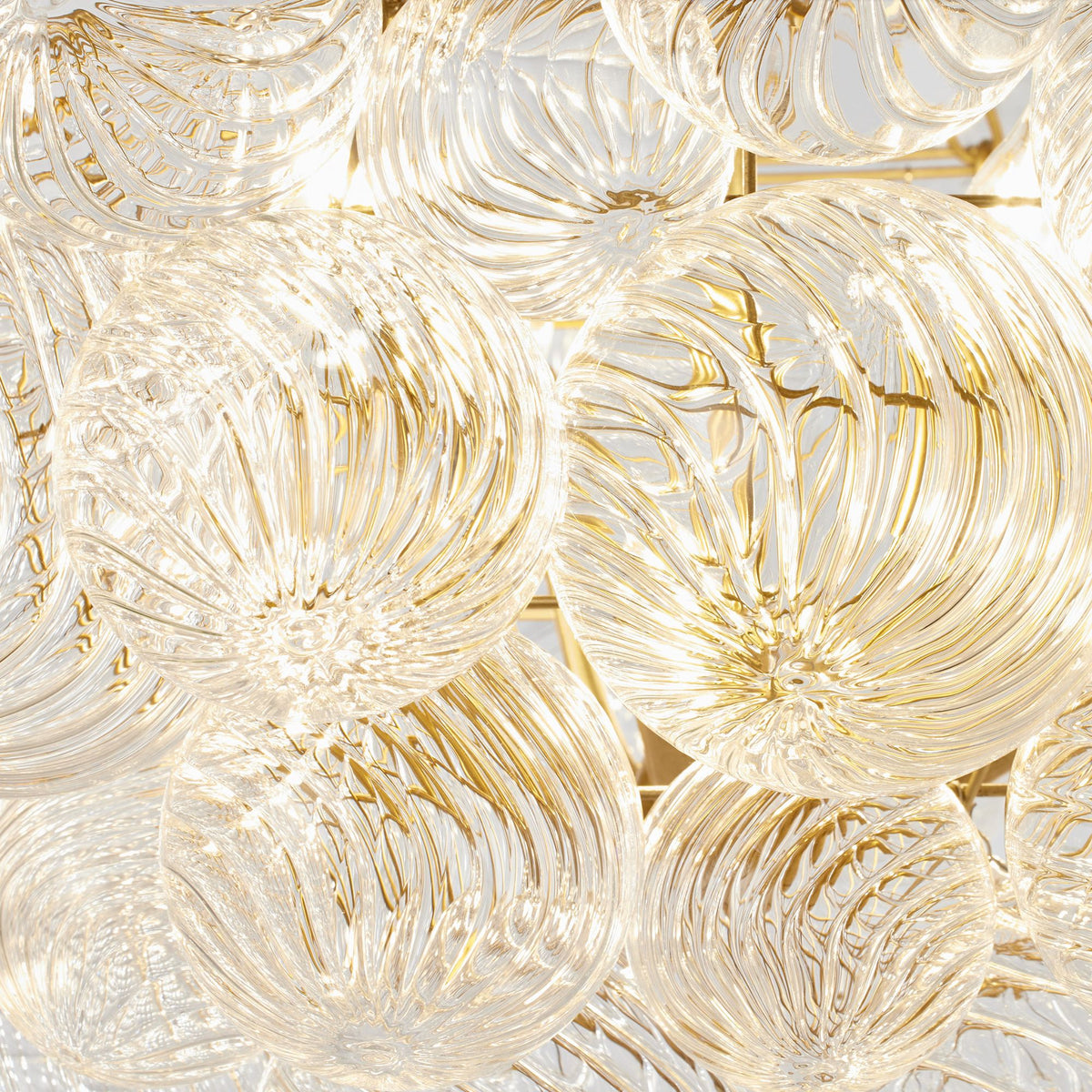 Julie Neill Talia Large Chandelier in Gild and Clear Swirled Glass W33" x H24"