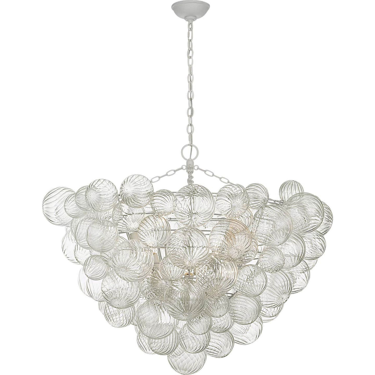 Julie Neill Talia 46" Chandelier in Plaster White and Clear Swirled Glass W45.5" x H34"