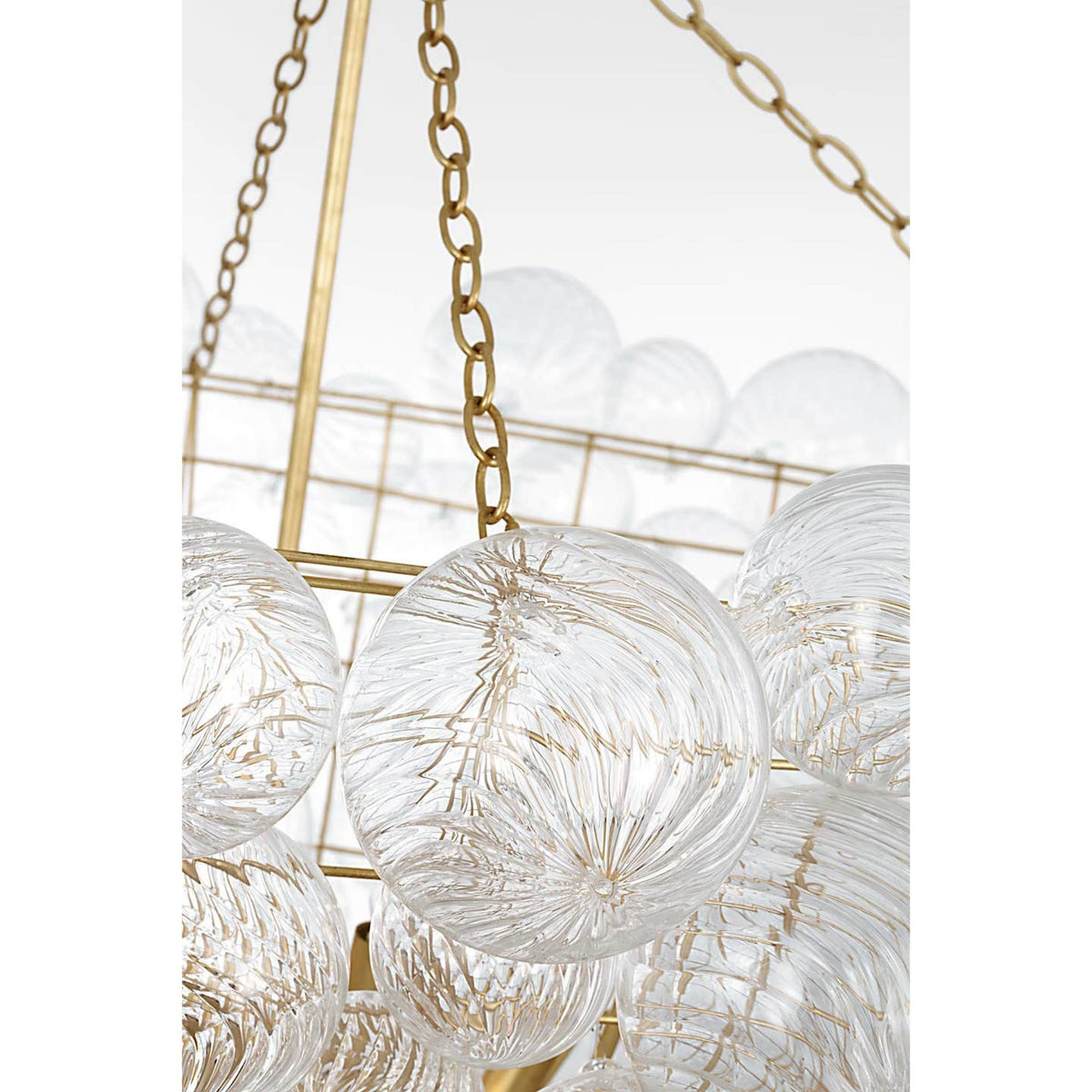 Julie Neill Talia 56" Chandelier in Gild and Clear Swirled Glass W56.25" x H44.25"