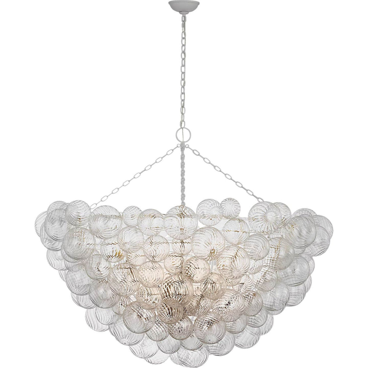 Julie Neill Talia 56" Chandelier in Plaster White and Clear Swirled Glass W56.25" x H44.25"