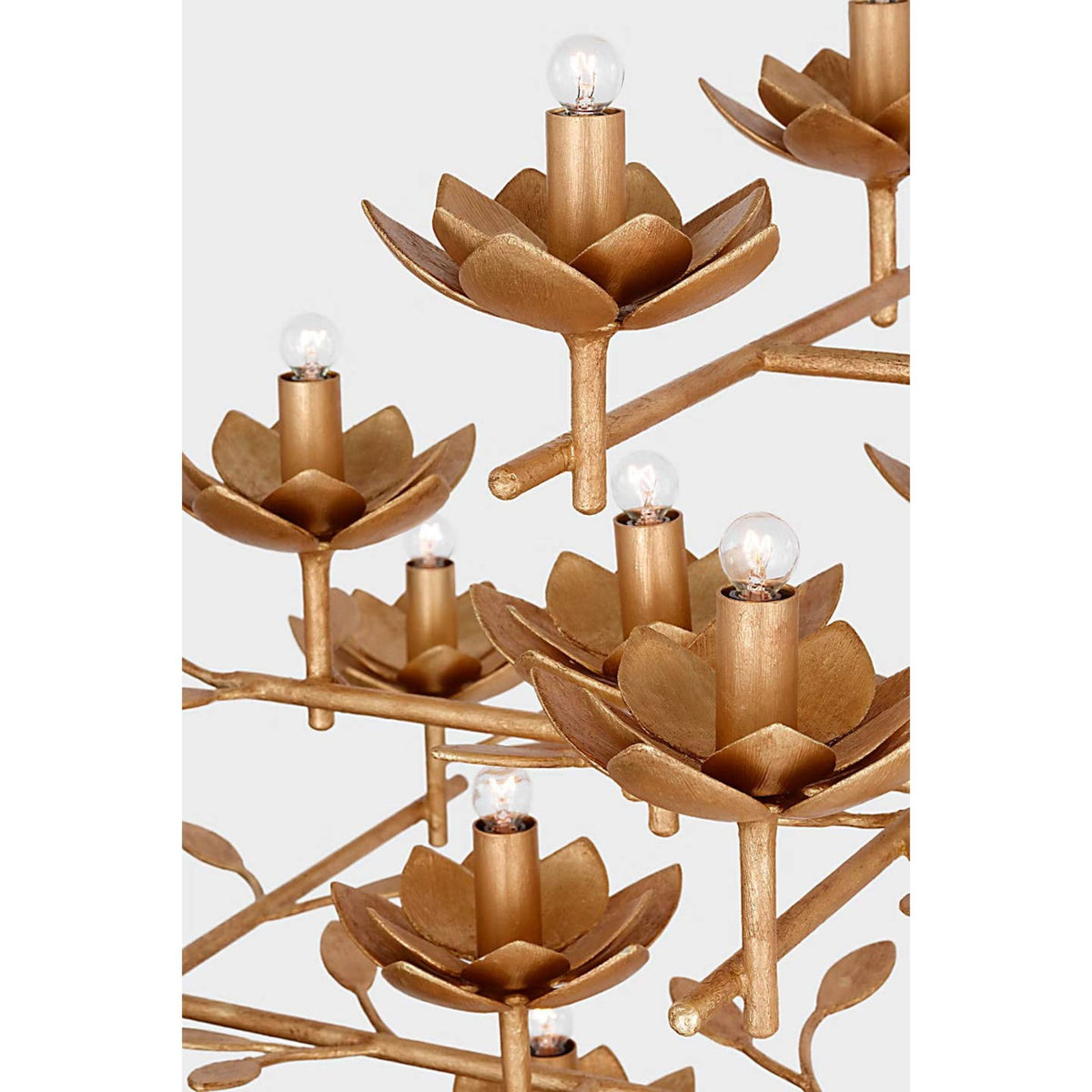 Julie Neill Clementine 48" Tiered Entry Chandelier in Antique Gold Leaf W48" x H42"