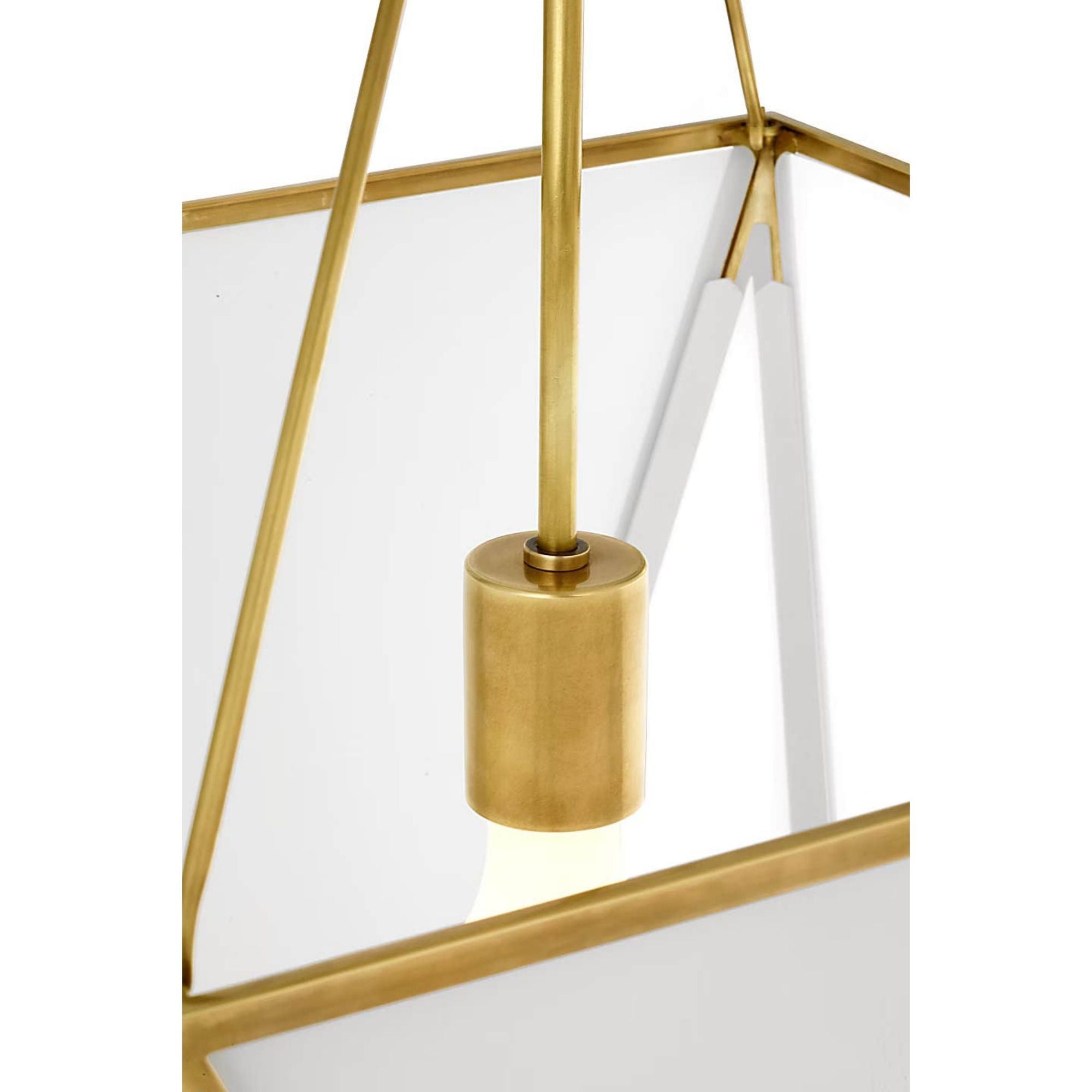 Julie Neill Lorino 17" Tapered Lantern in Hand-Rubbed Antique Brass with White Glass W17"