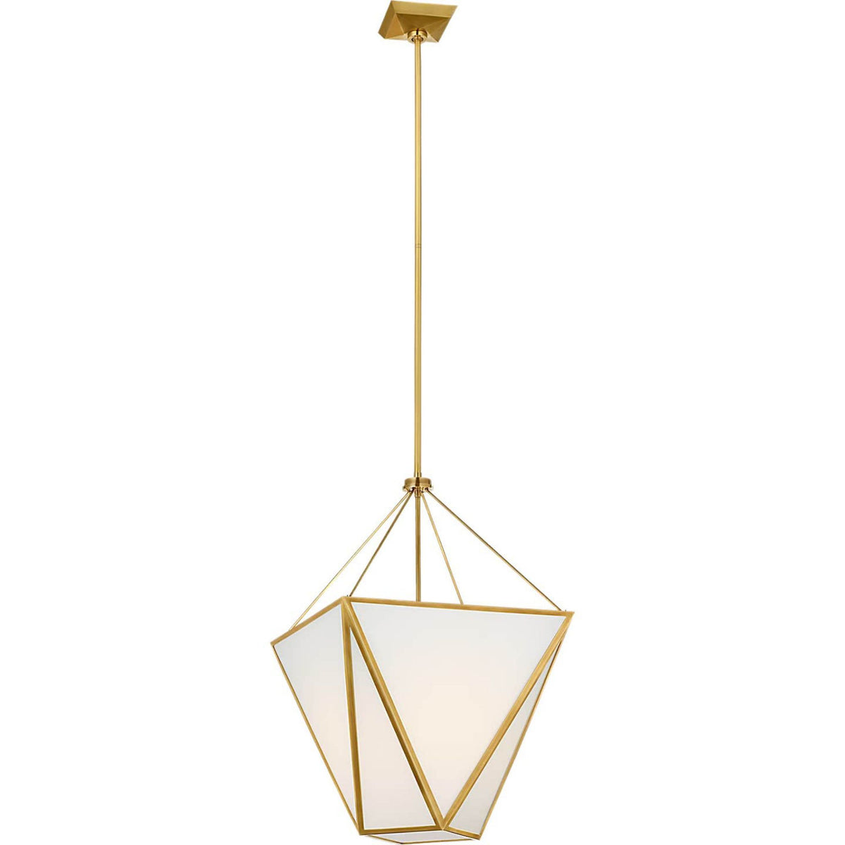 Julie Neill Lorino 17" Tapered Lantern in Hand-Rubbed Antique Brass with White Glass W17"