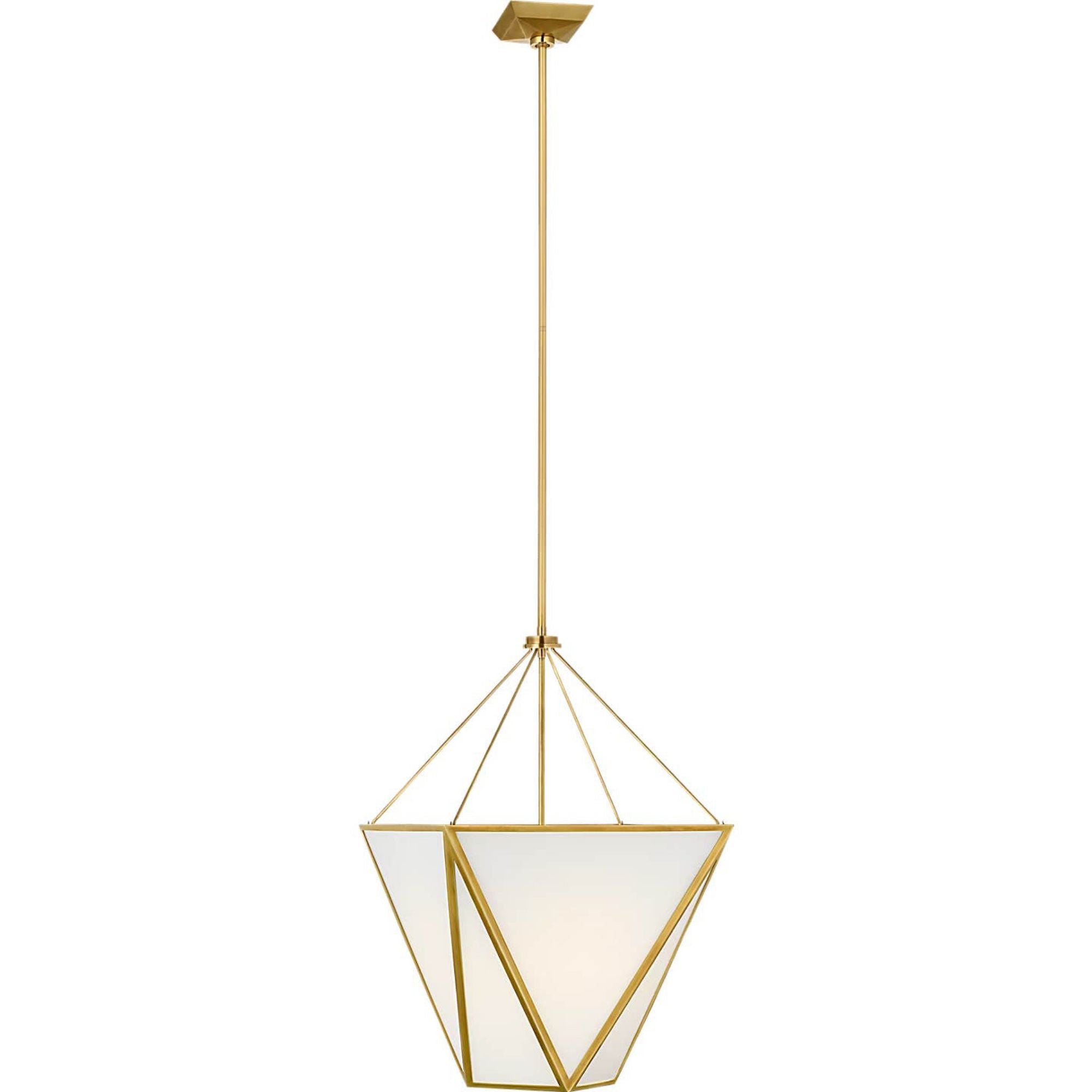 Julie Neill Lorino 17" Tapered Lantern in Hand-Rubbed Antique Brass with White Glass W17"