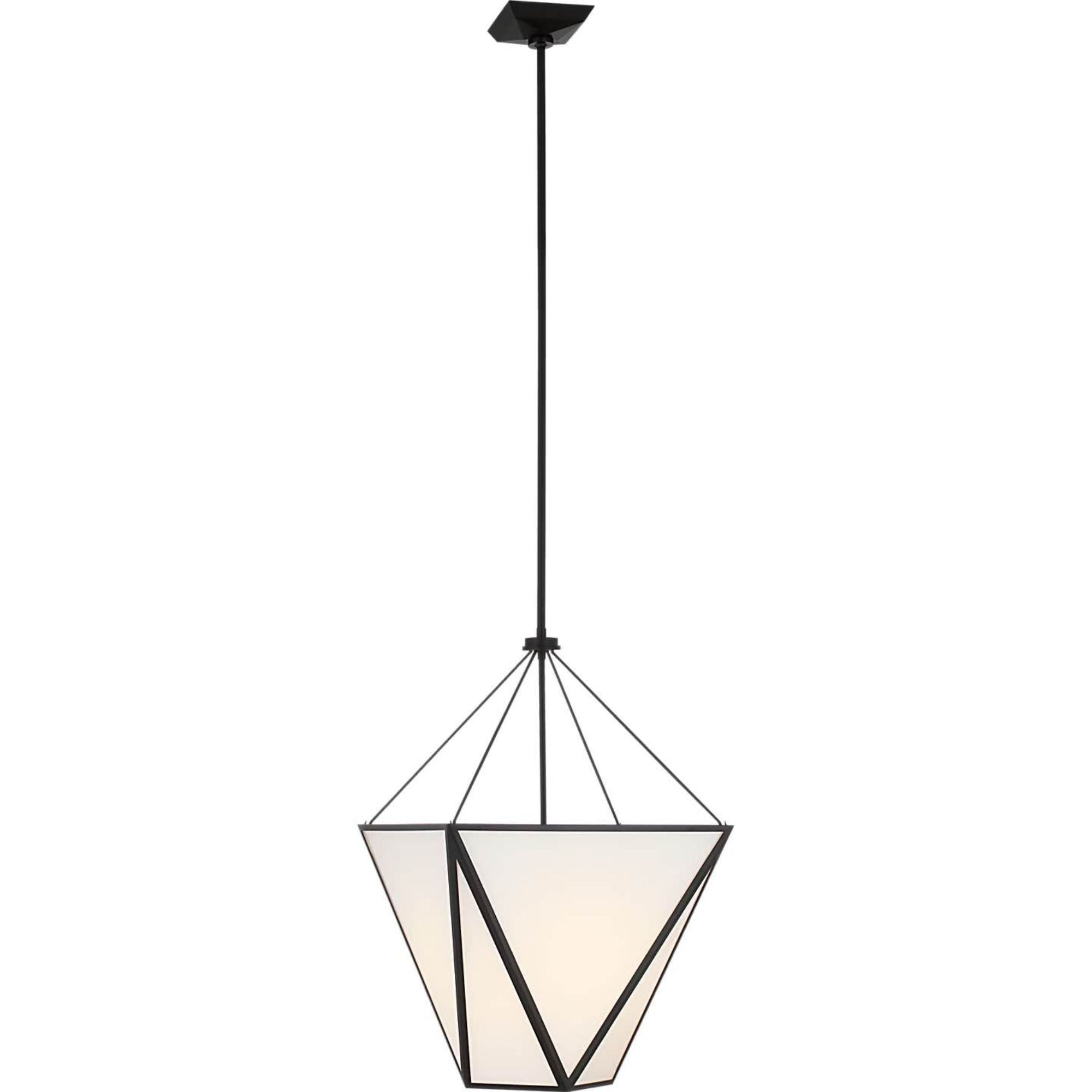 Julie Neill Lorino 17" Tapered Lantern in Modern Iron with White Glass W17"