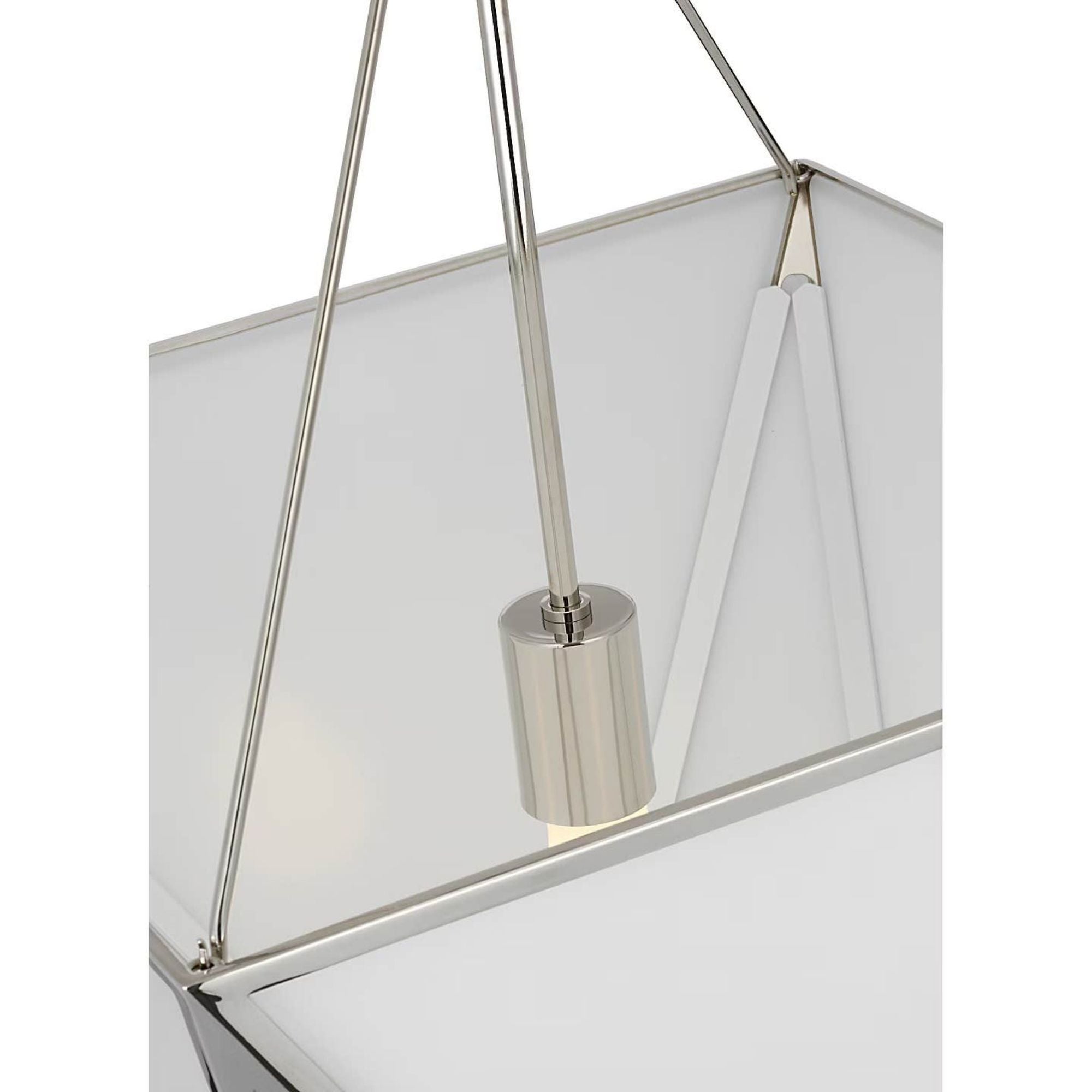 Julie Neill Lorino 17" Tapered Lantern in Polished Nickel with White Glass W17"