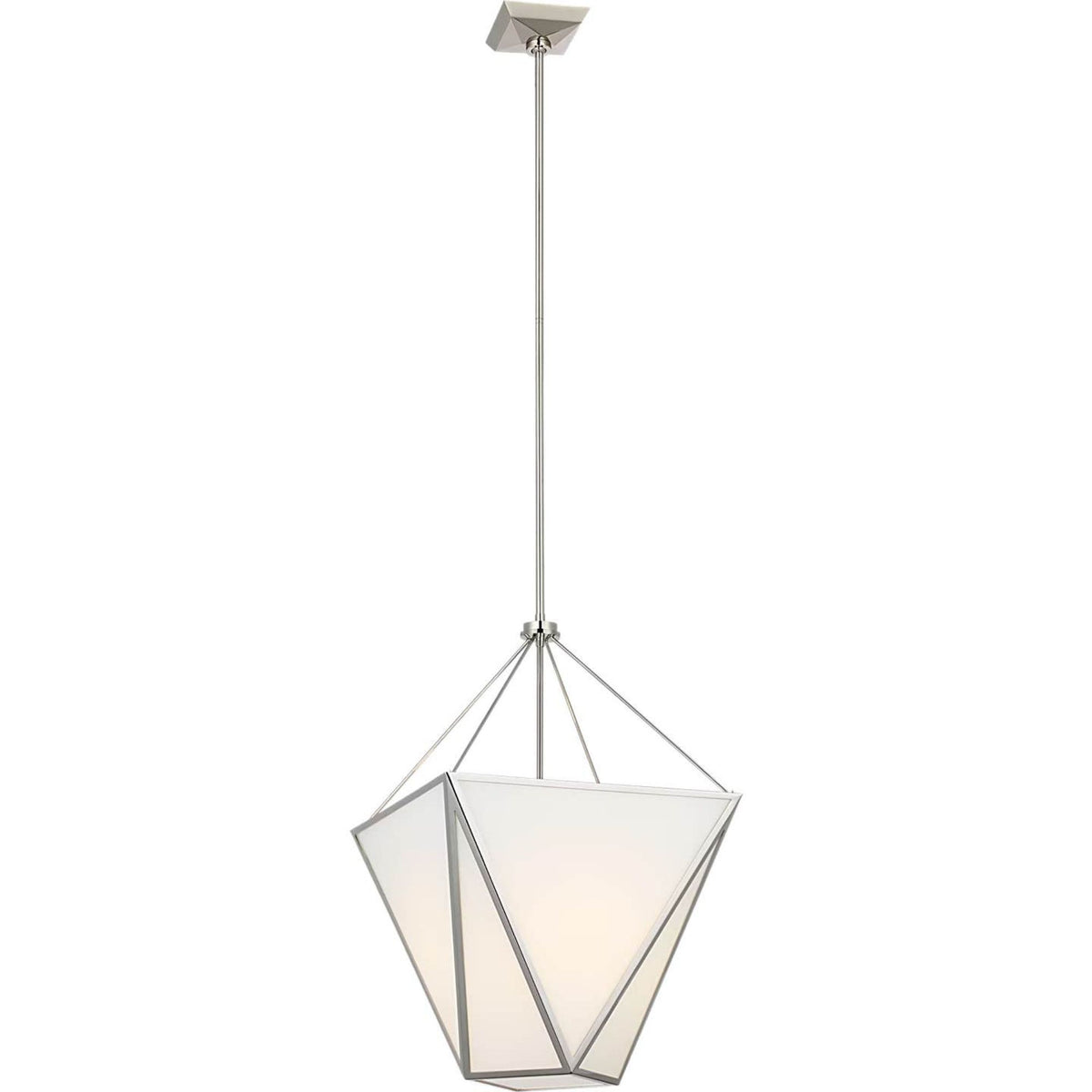 Julie Neill Lorino 17" Tapered Lantern in Polished Nickel with White Glass W17"