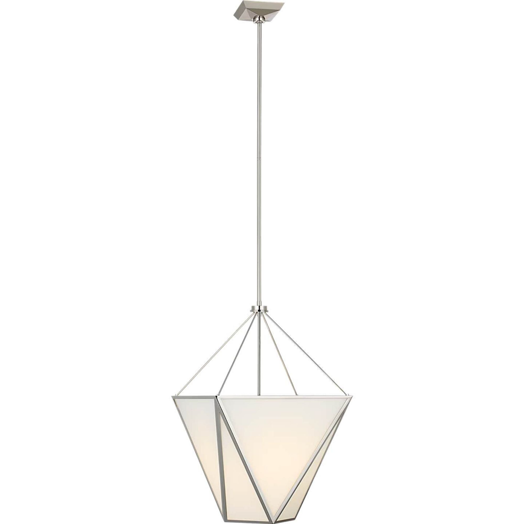 Julie Neill Lorino 17" Tapered Lantern in Polished Nickel with White Glass W17"