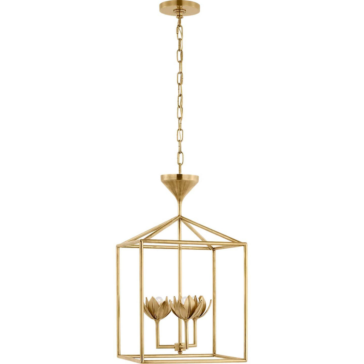 Julie Neill Alberto Small Open Cage Lantern in Antique-Burnished Brass W14" x H24.25"