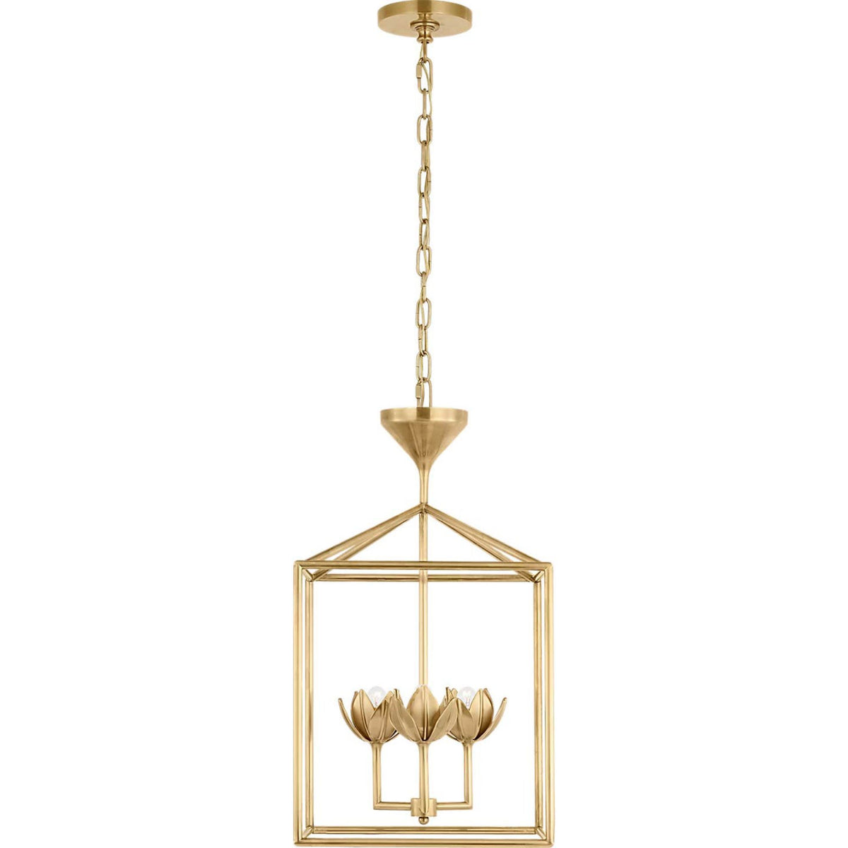 Julie Neill Alberto Small Open Cage Lantern in Antique-Burnished Brass W14" x H24.25"