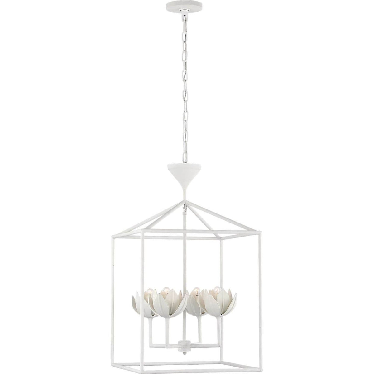 Julie Neill Alberto Medium Open Cage Lantern in Plaster White W18" x H30"