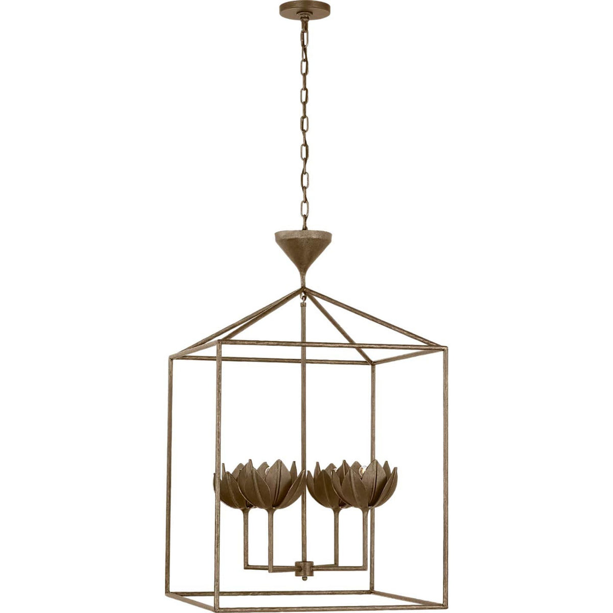 Julie Neill Alberto Large Open Cage Lantern in Antique Bronze Leaf W24" x H39"