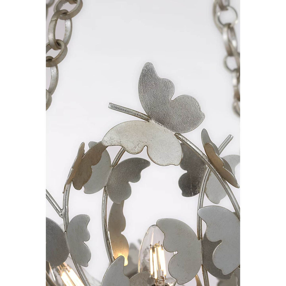 Julie Neill Farfalle 30" Basket Chandelier in Burnished Silver Leaf W29.25" x H31.25"