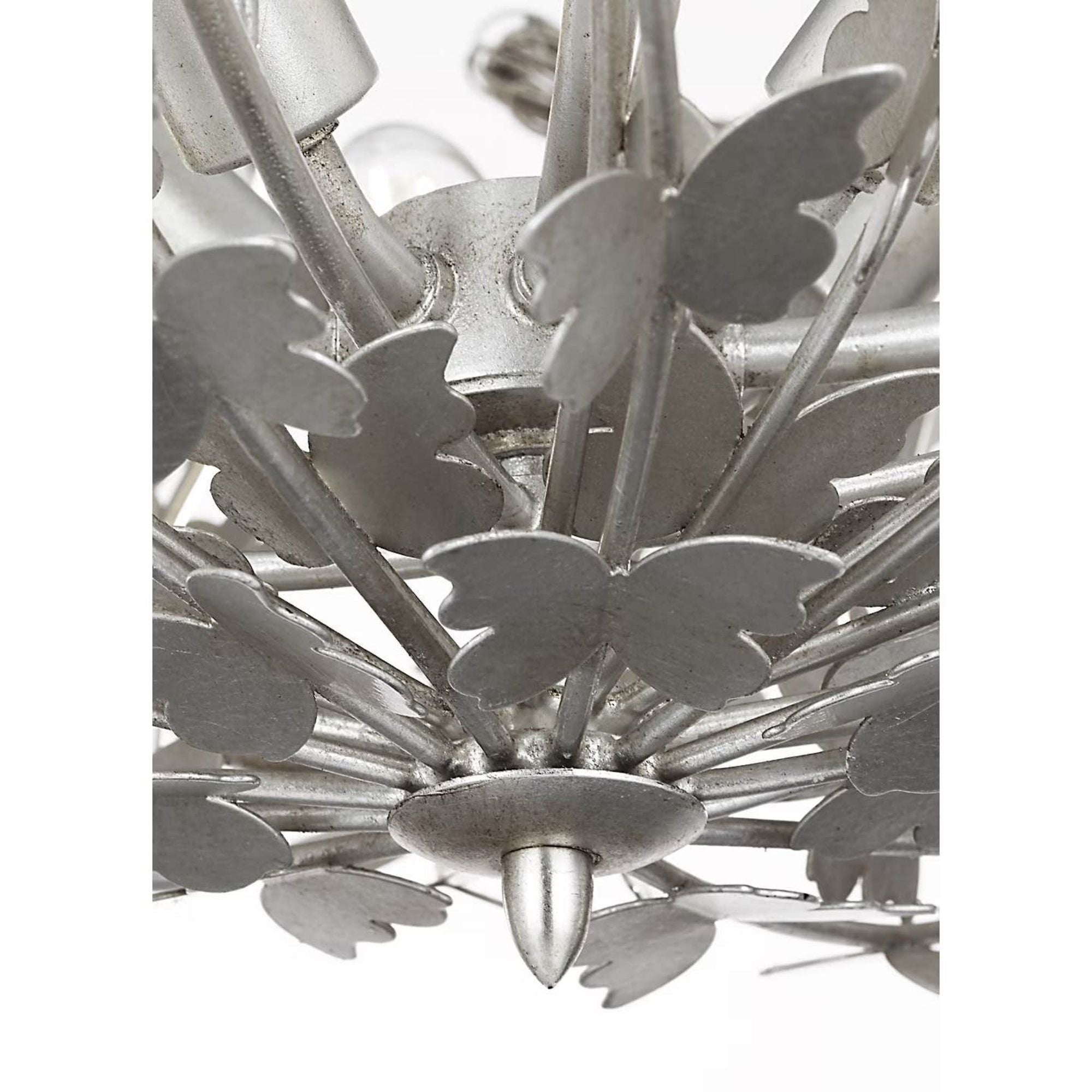 Julie Neill Farfalle 30" Basket Chandelier in Burnished Silver Leaf W29.25" x H31.25"