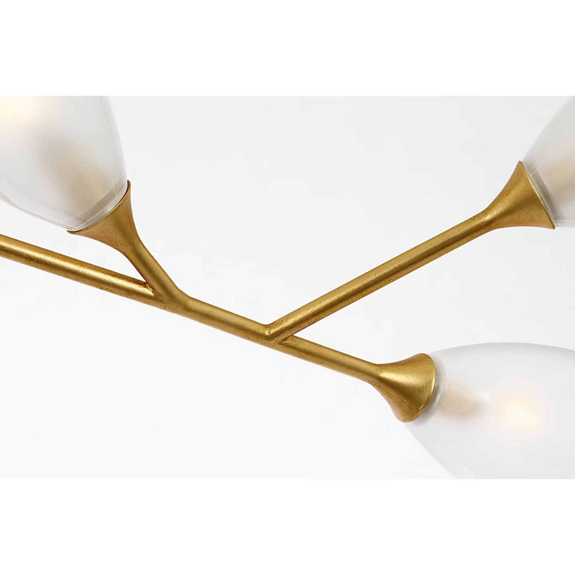 Julie Neill Toscano 60" Branched Linear Chandelier in Gild with Frosted Glass W24.5" x 60.25"