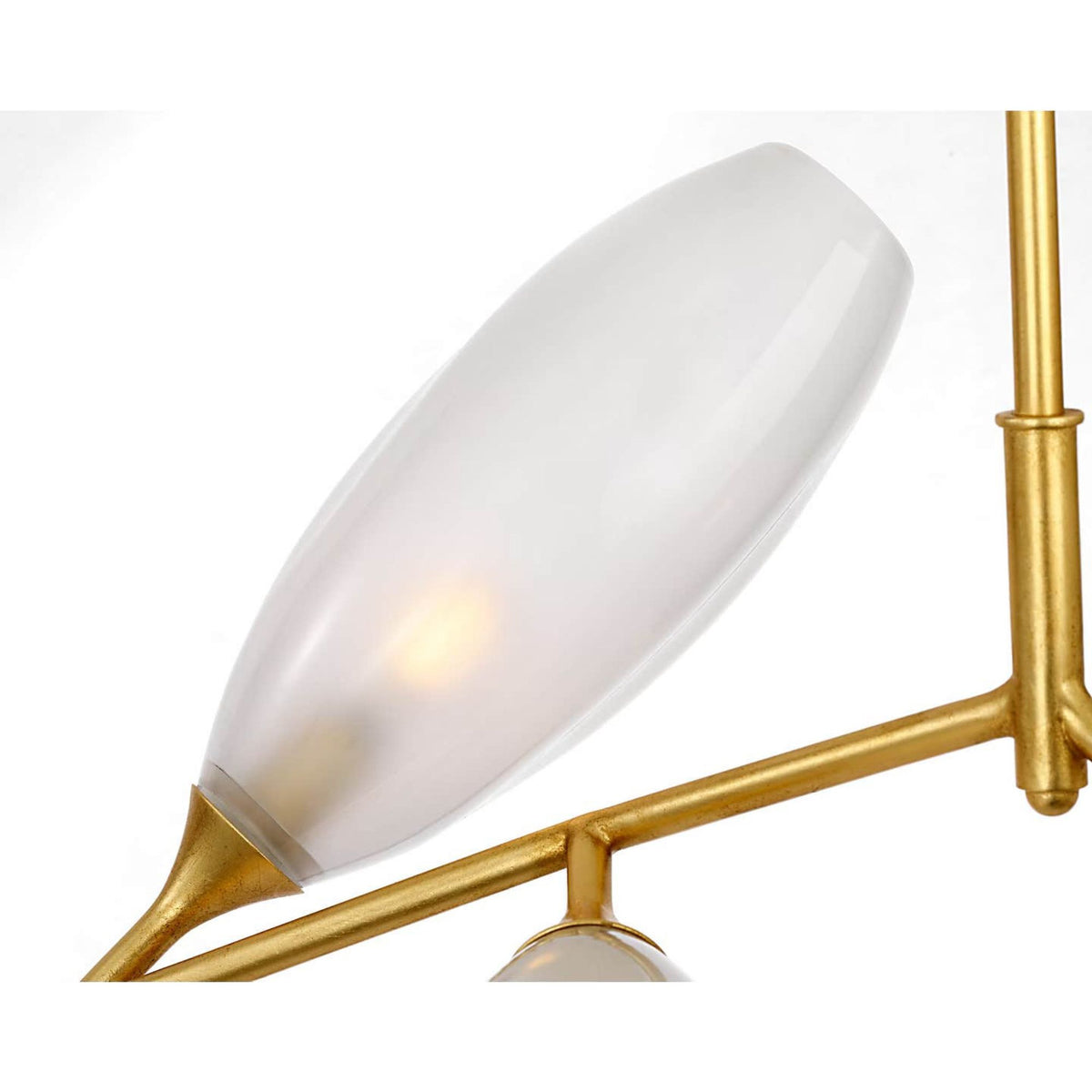 Julie Neill Toscano 60" Branched Linear Chandelier in Gild with Frosted Glass W24.5" x 60.25"