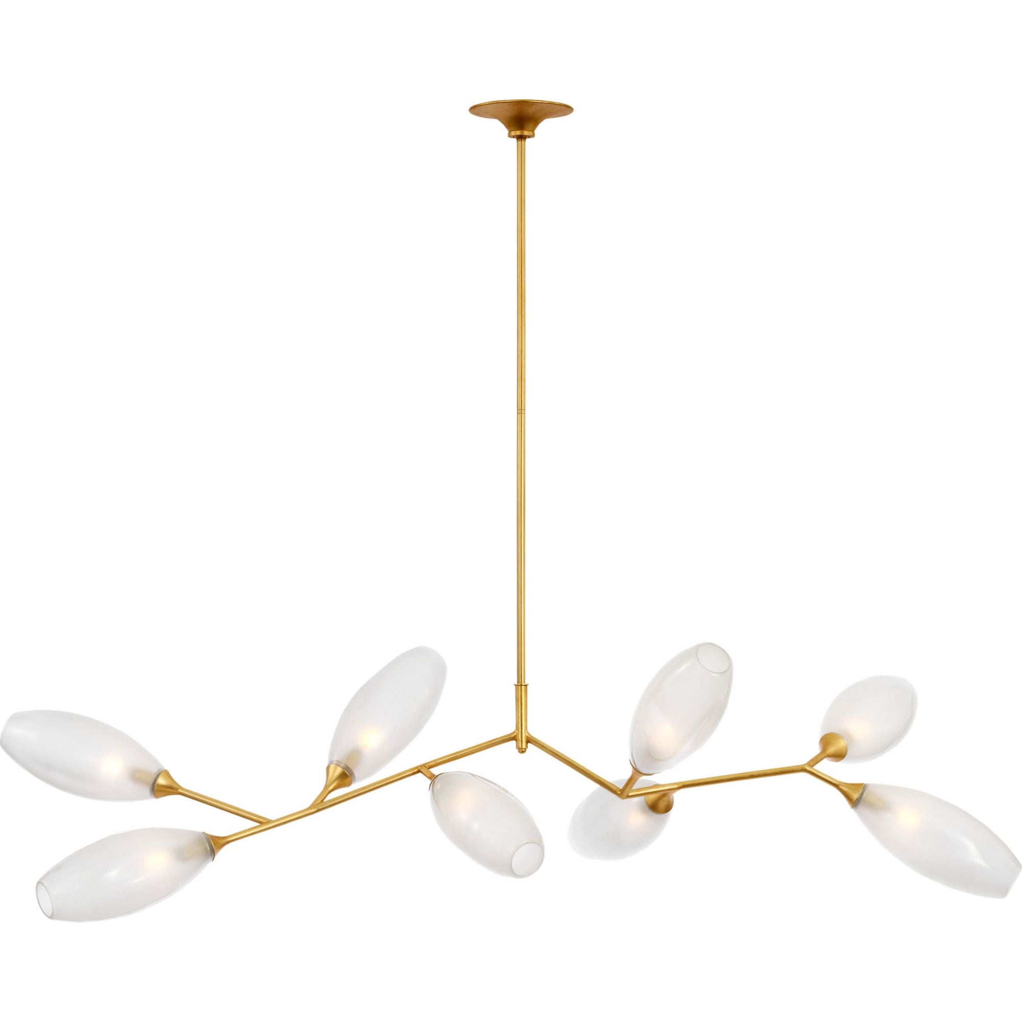 Julie Neill Toscano 60" Branched Linear Chandelier in Gild with Frosted Glass W24.5" x 60.25"