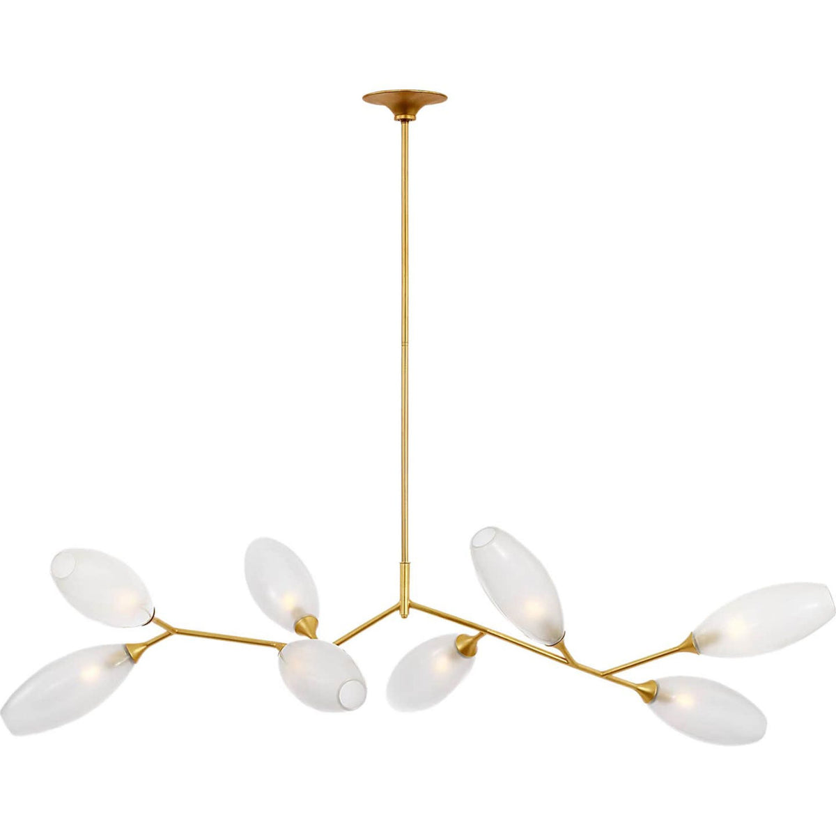 Julie Neill Toscano 60" Branched Linear Chandelier in Gild with Frosted Glass W24.5" x 60.25"