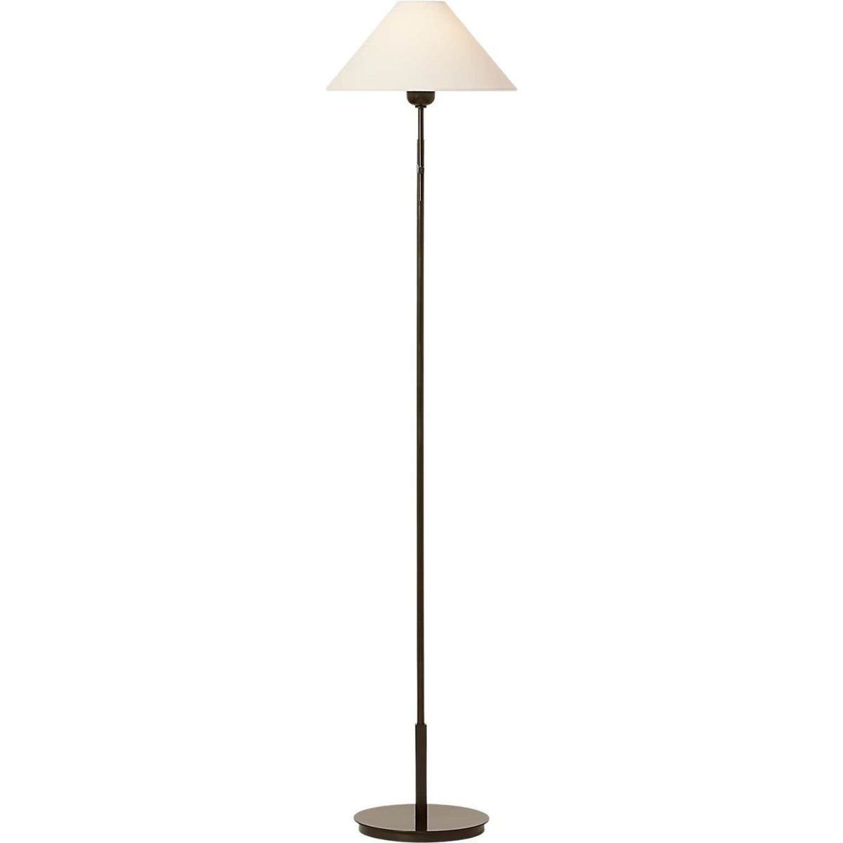 J. Randall Powers Hackney Bridge Arm Floor Lamp in Bronze with Linen Shade W11.75" x H52.5" x E17"