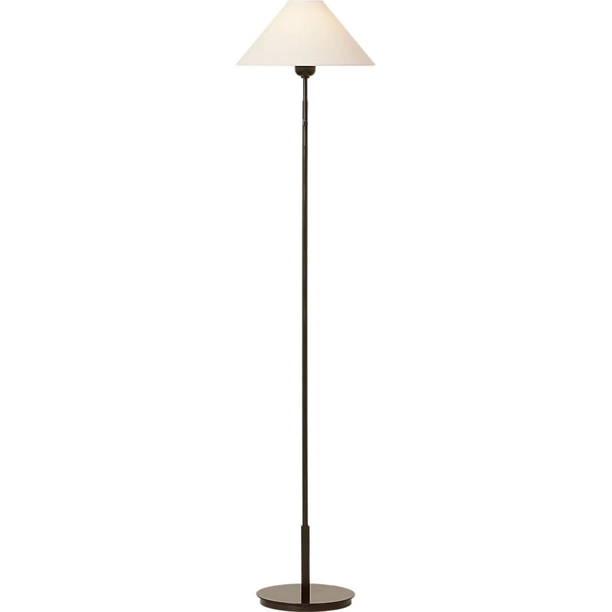 J. Randall Powers Hackney Bridge Arm Floor Lamp in Bronze with Linen Shade W11.75" x H52.5" x E17"