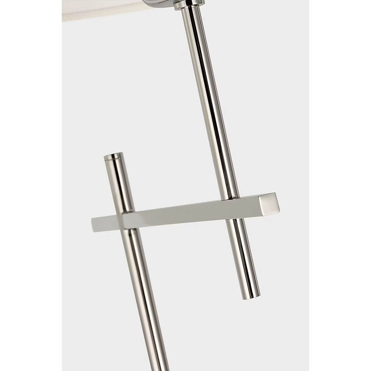 J. Randall Powers Hackney Cordless Bridge Arm Floor Lamp in Polished Nickel with Linen Shade W11.75" x H52.5" x E17"