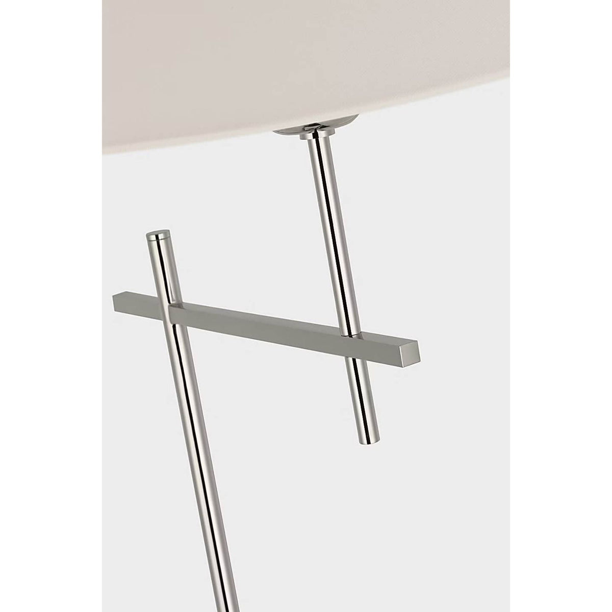 J. Randall Powers Hackney Cordless Bridge Arm Floor Lamp in Polished Nickel with Linen Shade W11.75" x H52.5" x E17"