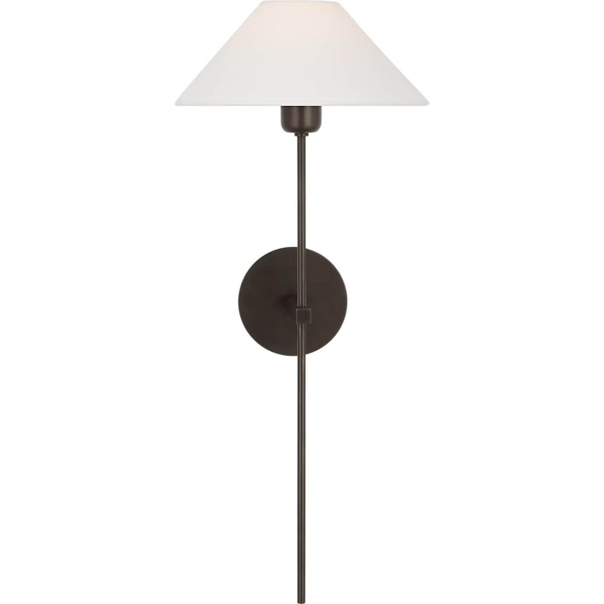 J. Randall Powers Hackney 25" Tail Sconce in Bronze with Linen Shade W10.75" x H25" x E11"