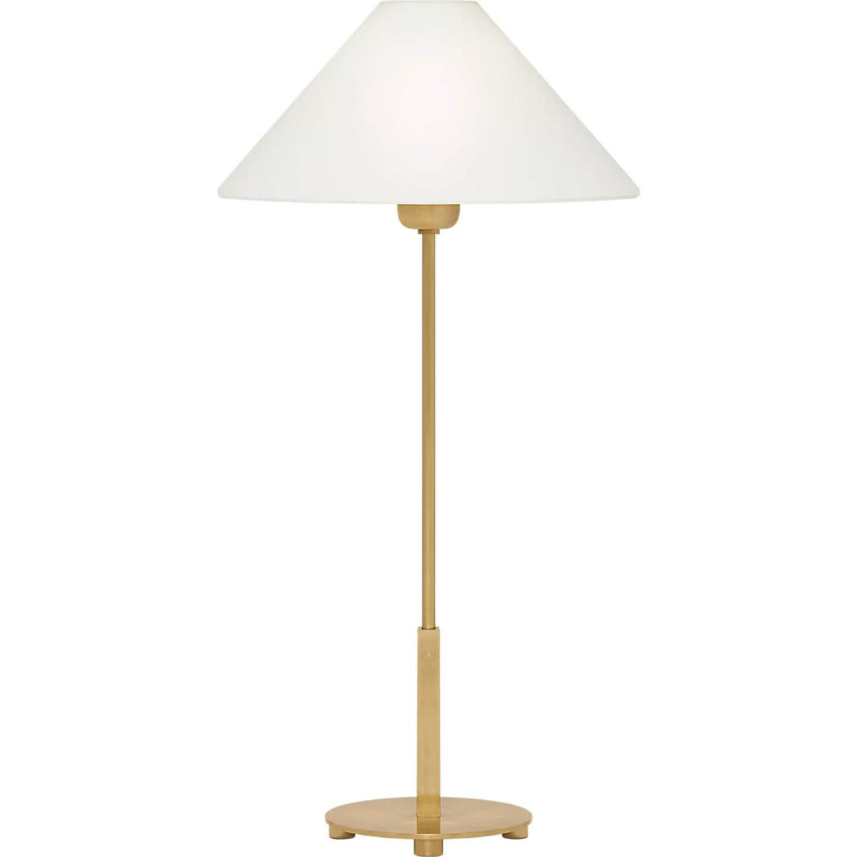 J. Randall Powers Hackney Table Lamp in Hand-Rubbed Antique Brass with Linen Shade W11.75" x H23.75"