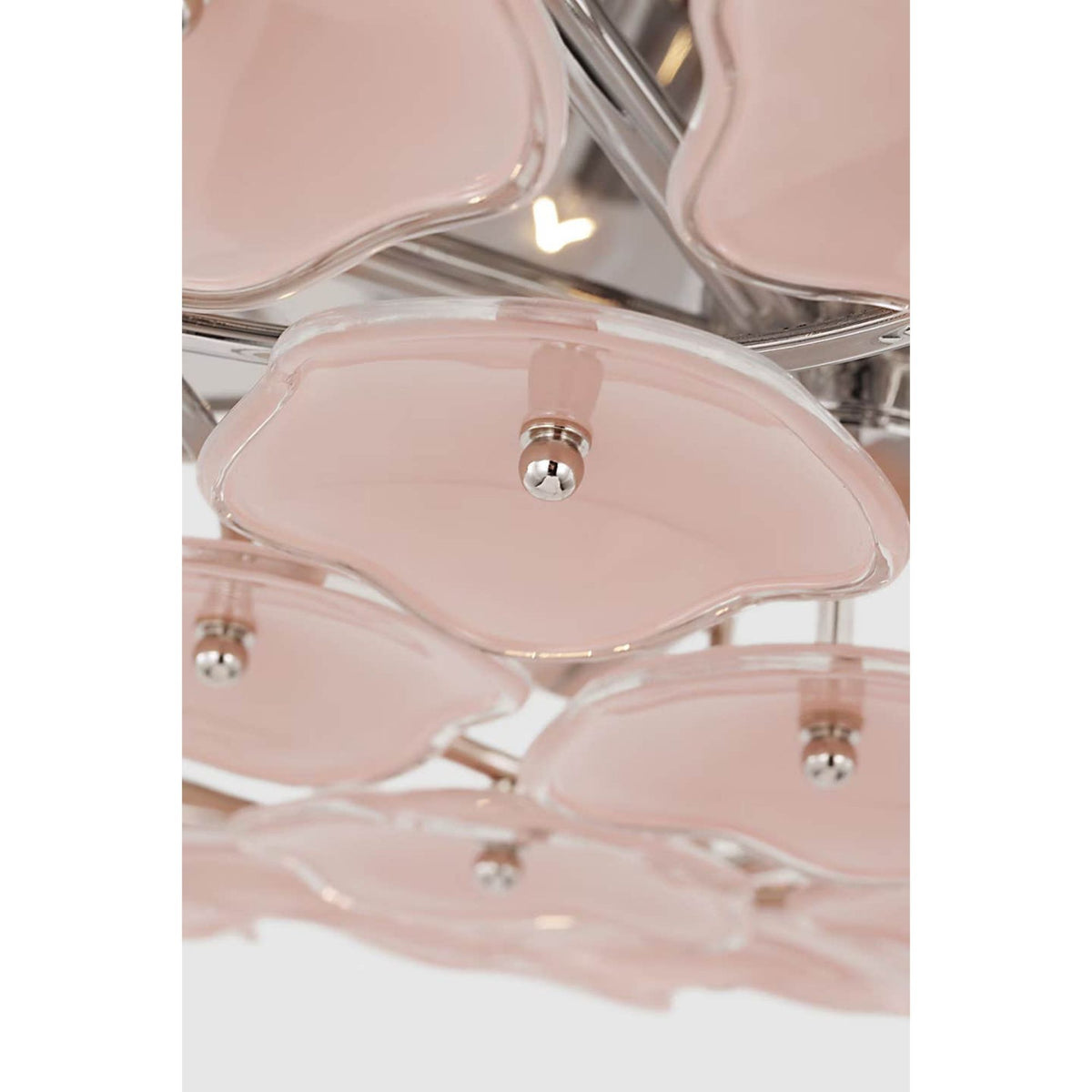 kate spade new york Leighton Grande Flush Mount in Polished Nickel with Blush Tinted Glass W32.5" x H6.5"