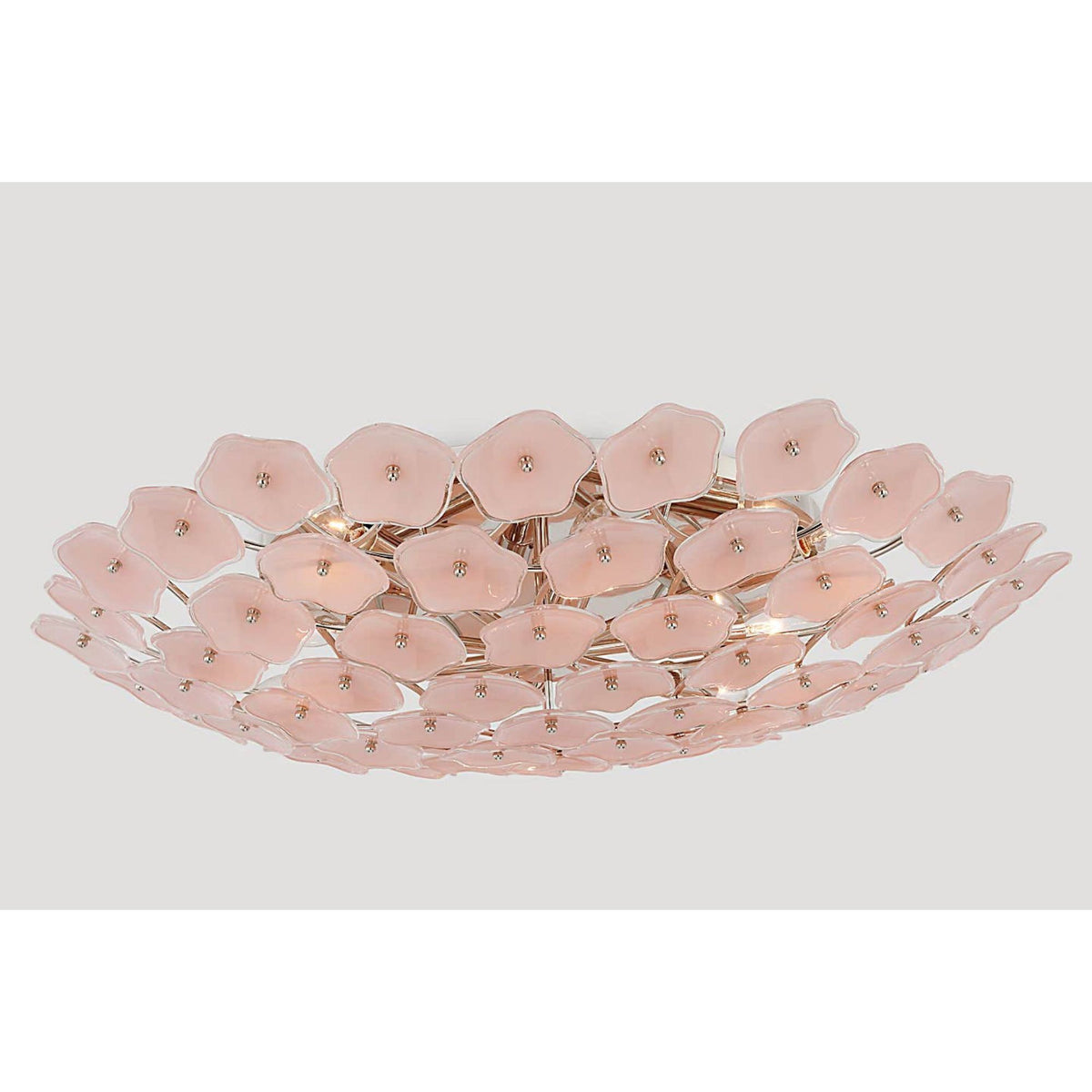 kate spade new york Leighton Grande Flush Mount in Polished Nickel with Blush Tinted Glass W32.5" x H6.5"