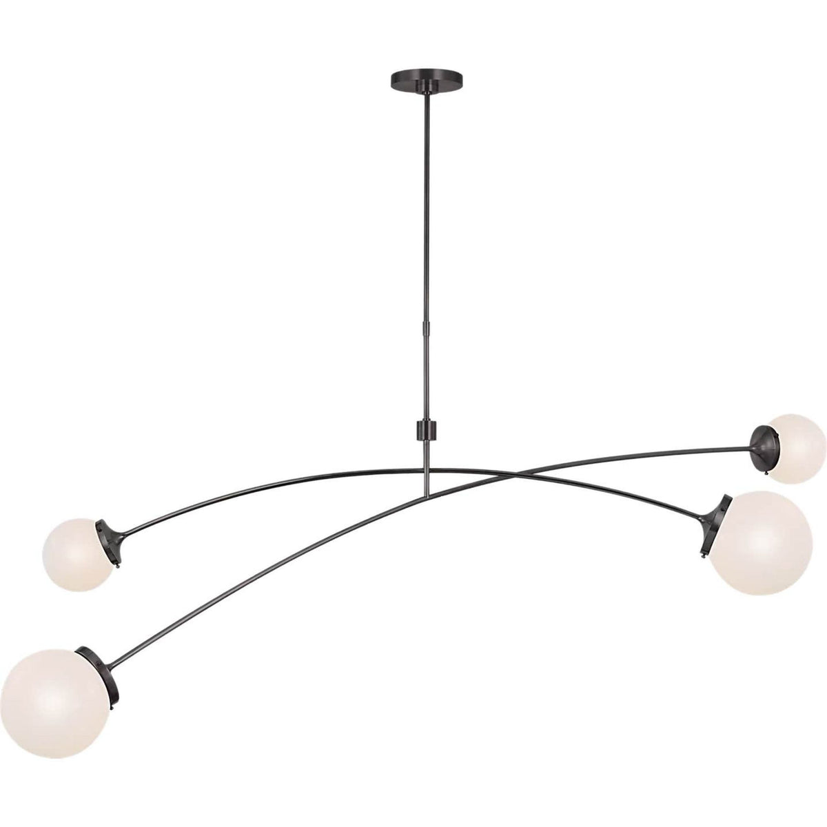 kate spade new york Prescott 62" Linear Chandelier in Bronze with White Glass W16.5" x 63"