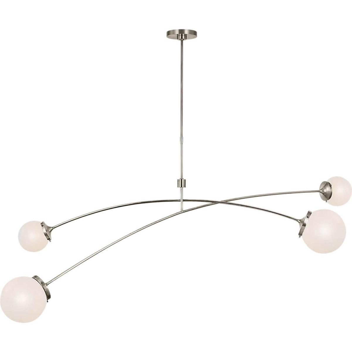 kate spade new york Prescott 62" Linear Chandelier in Polished Nickel with White Glass W16.5" x 63"