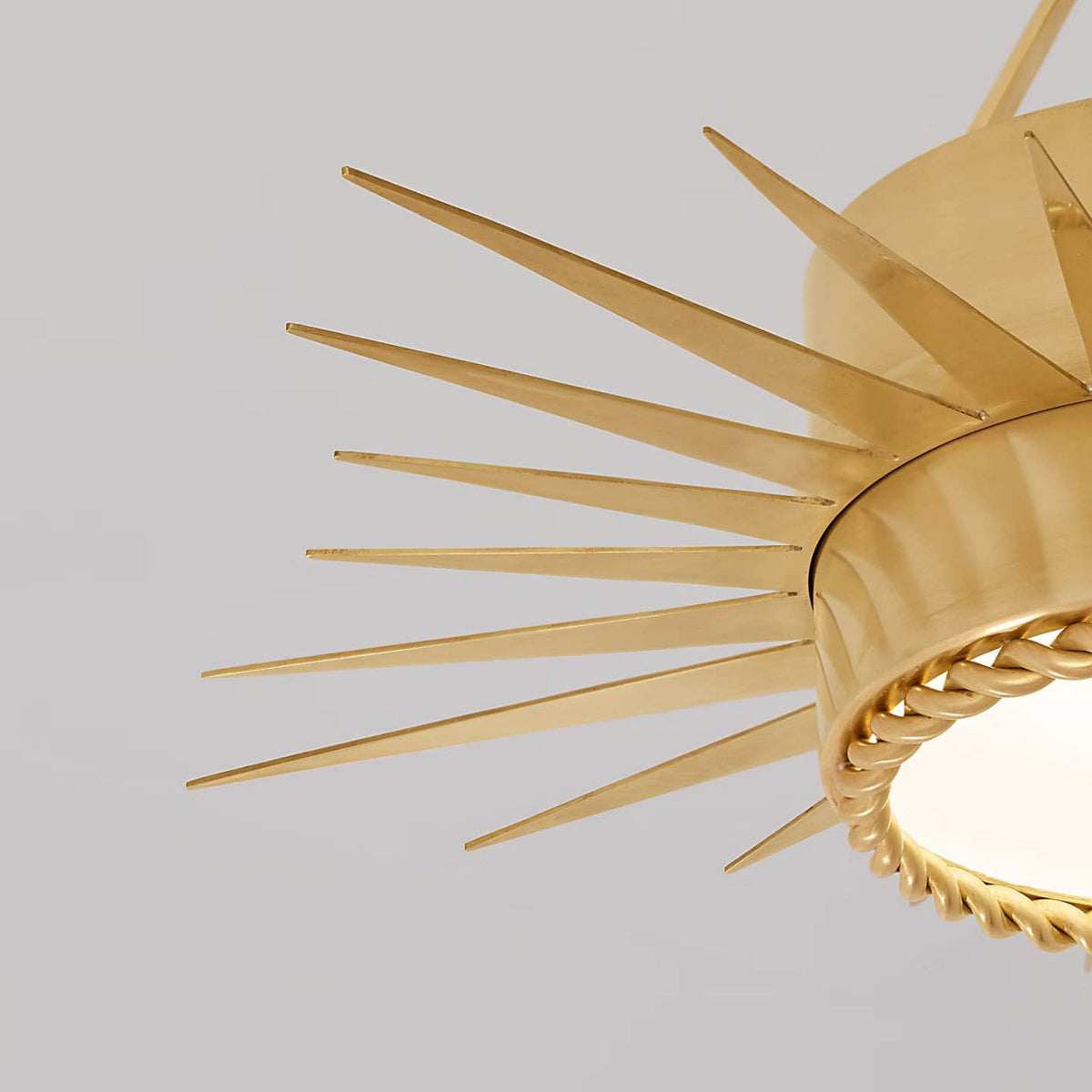 Suzanne Kasler Soleil Small Semi-Flush in Hand-Rubbed Antique Brass with Frosted Glass W16" x H14"