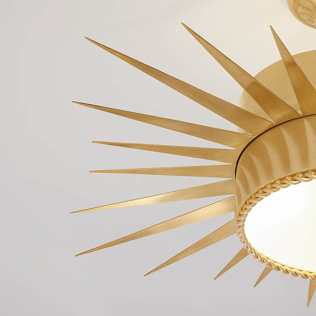Suzanne Kasler Soleil Large Semi-Flush in Hand-Rubbed Antique Brass with Frosted Glass W28" x H14.5"