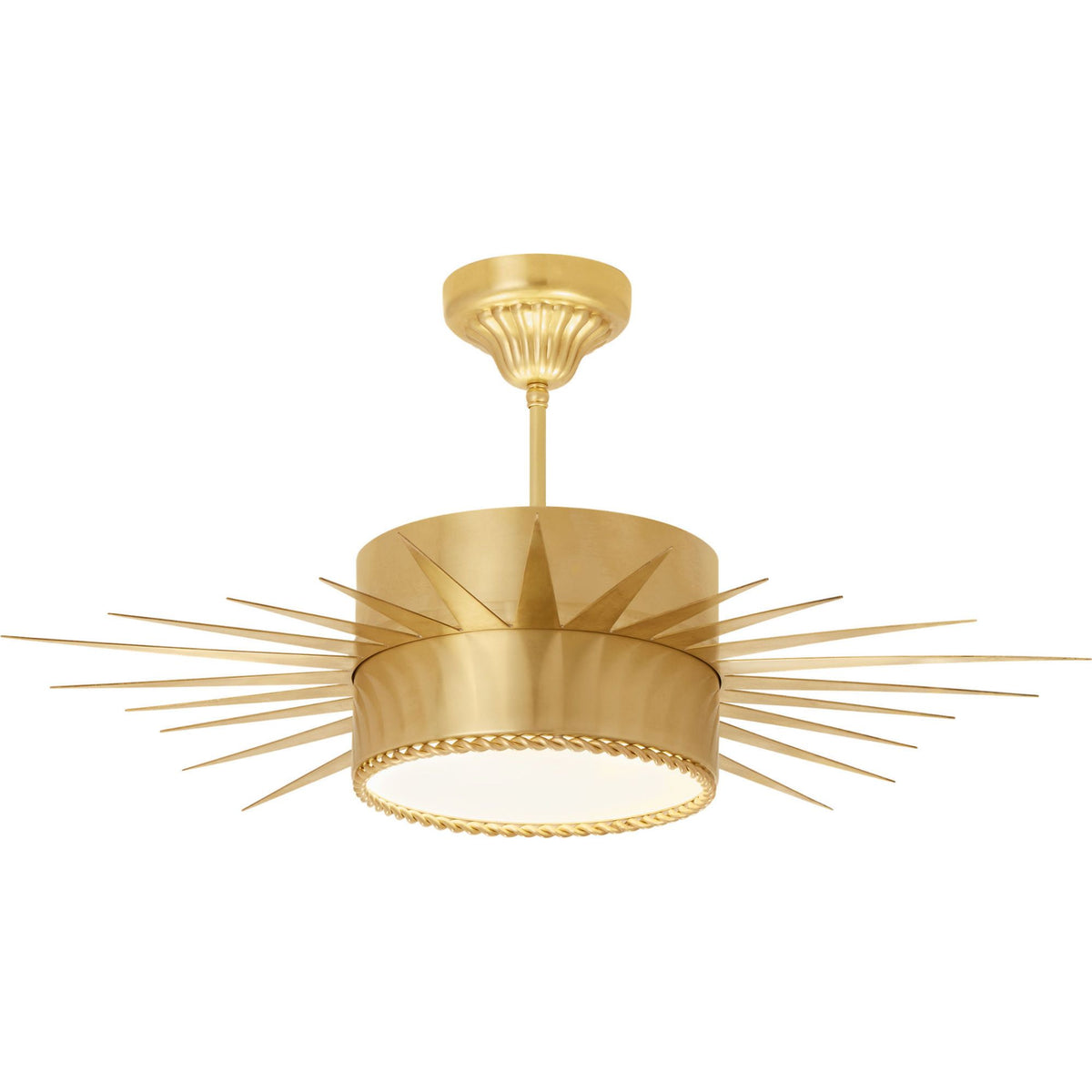 Suzanne Kasler Soleil Large Semi-Flush in Hand-Rubbed Antique Brass with Frosted Glass W28" x H14.5"