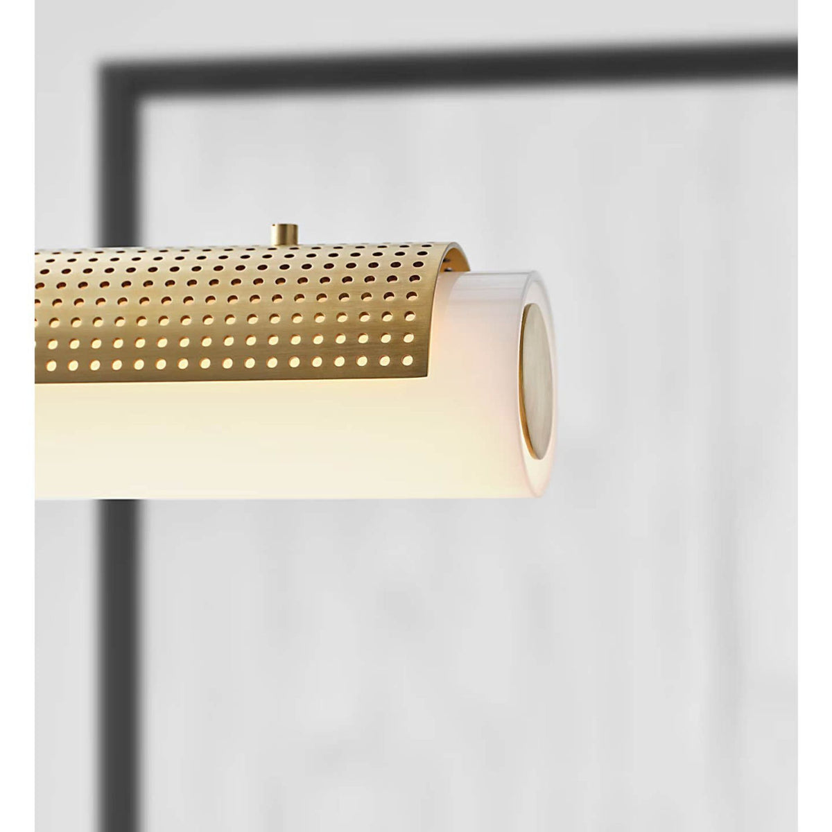 Kelly Wearstler Precision Large Linear Chandelier in Antique-Burnished Brass with White Glass W3.25" x 50"