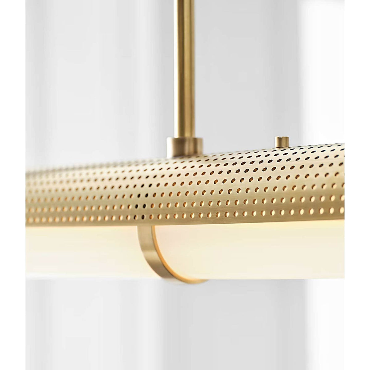 Kelly Wearstler Precision Large Linear Chandelier in Antique-Burnished Brass with White Glass W3.25" x 50"