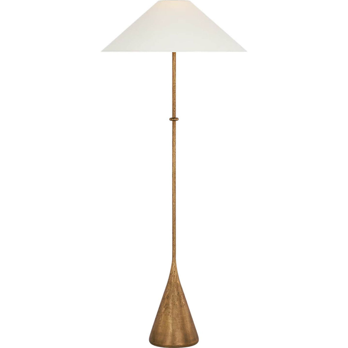 Kelly Wearstler Zealous 62" Floor Lamp in Museum Brass with Linen Shade W26" x H61.5"