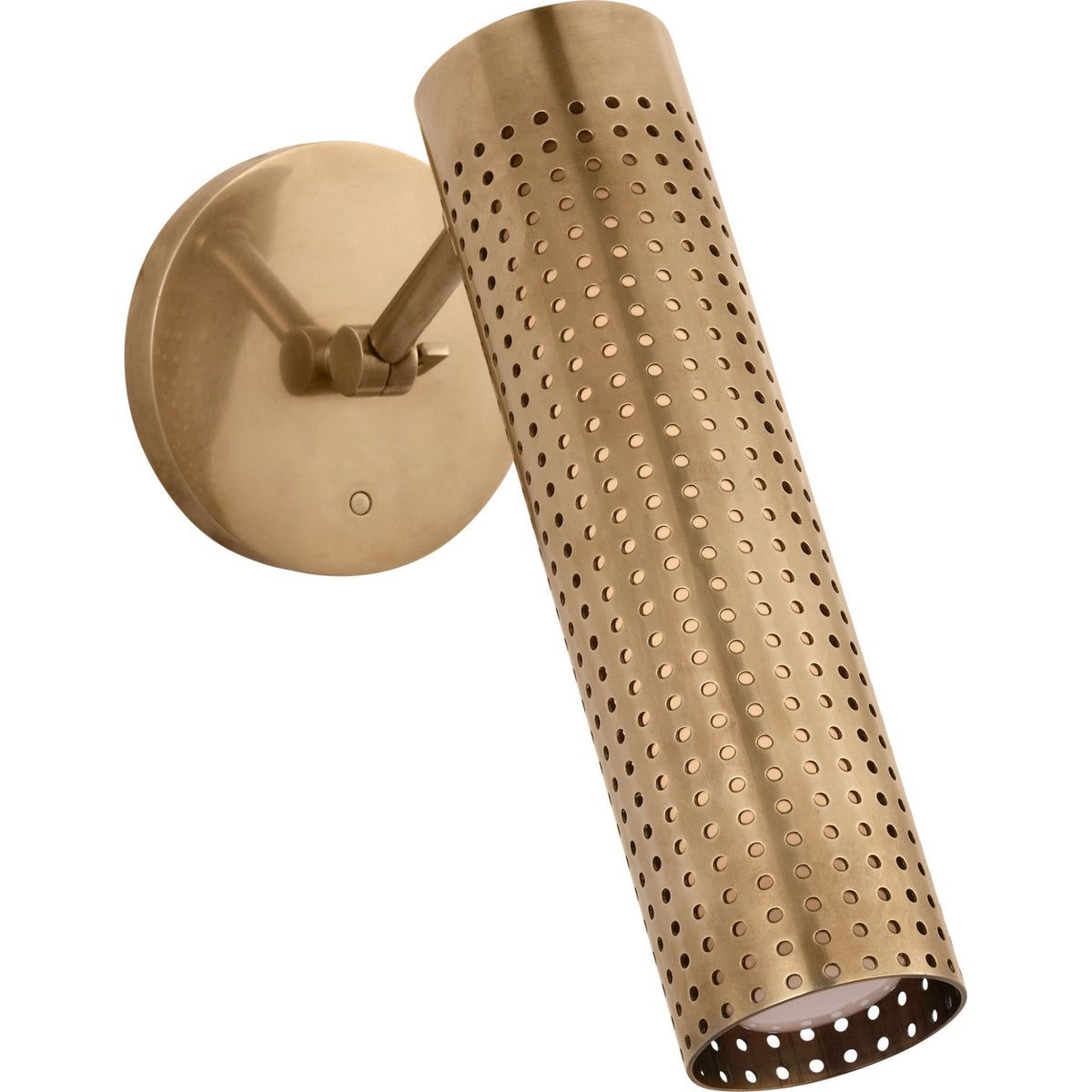 Kelly Wearstler Precision 12" Articulating Sconce in Antique-Burnished Brass with White Glass W4.5" x H9" - 11.5" x E6.75" - 11.75"
