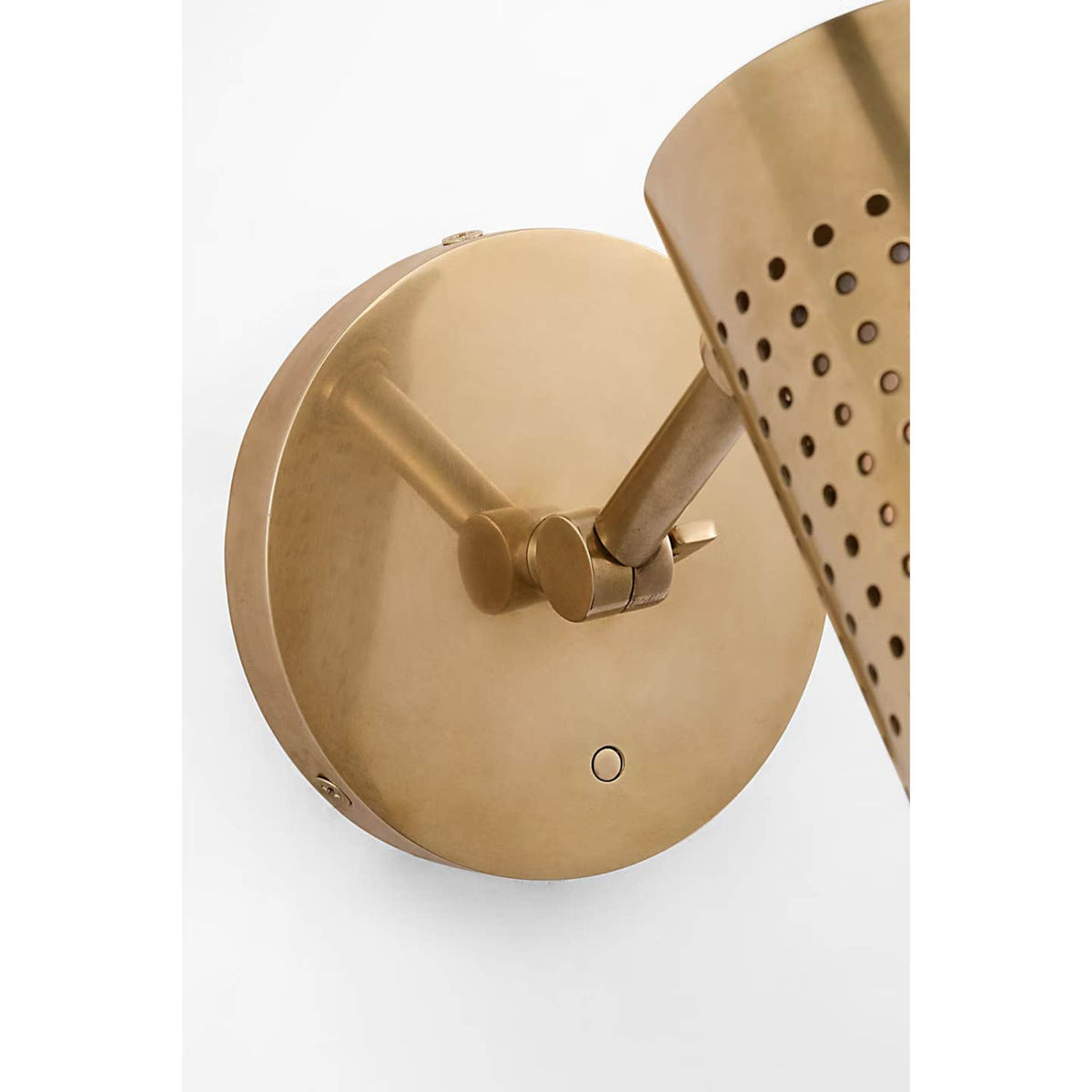 Kelly Wearstler Precision 12" Articulating Sconce in Antique-Burnished Brass with White Glass W4.5" x H9" - 11.5" x E6.75" - 11.75"