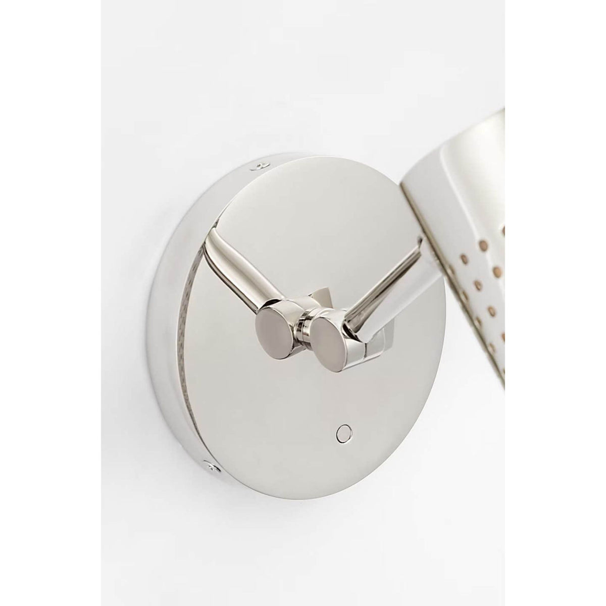 Kelly Wearstler Precision 12" Articulating Sconce in Polished Nickel with White Glass W4.5" x H9" - 11.5" x E6.75" - 11.75"