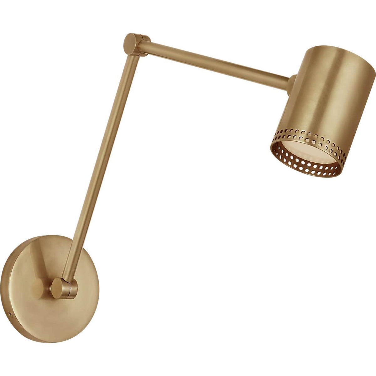 Kelly Wearstler Precision 5" Double Library Light in Antique-Burnished Brass with White Glass W4.5" x H10.25" - 13.5" x E15" - 22.5"